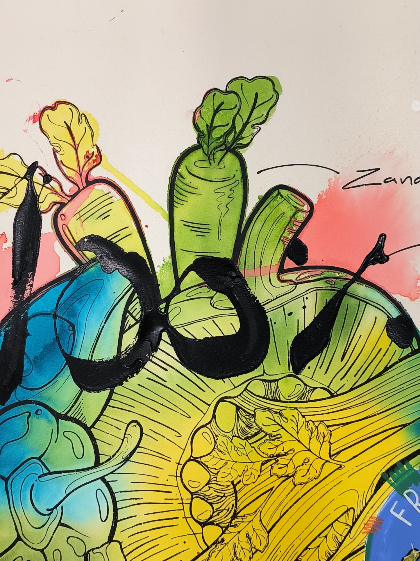 Corazón Vegetal - Retrato print (original painting on paper) Arte Urbano Barcelona