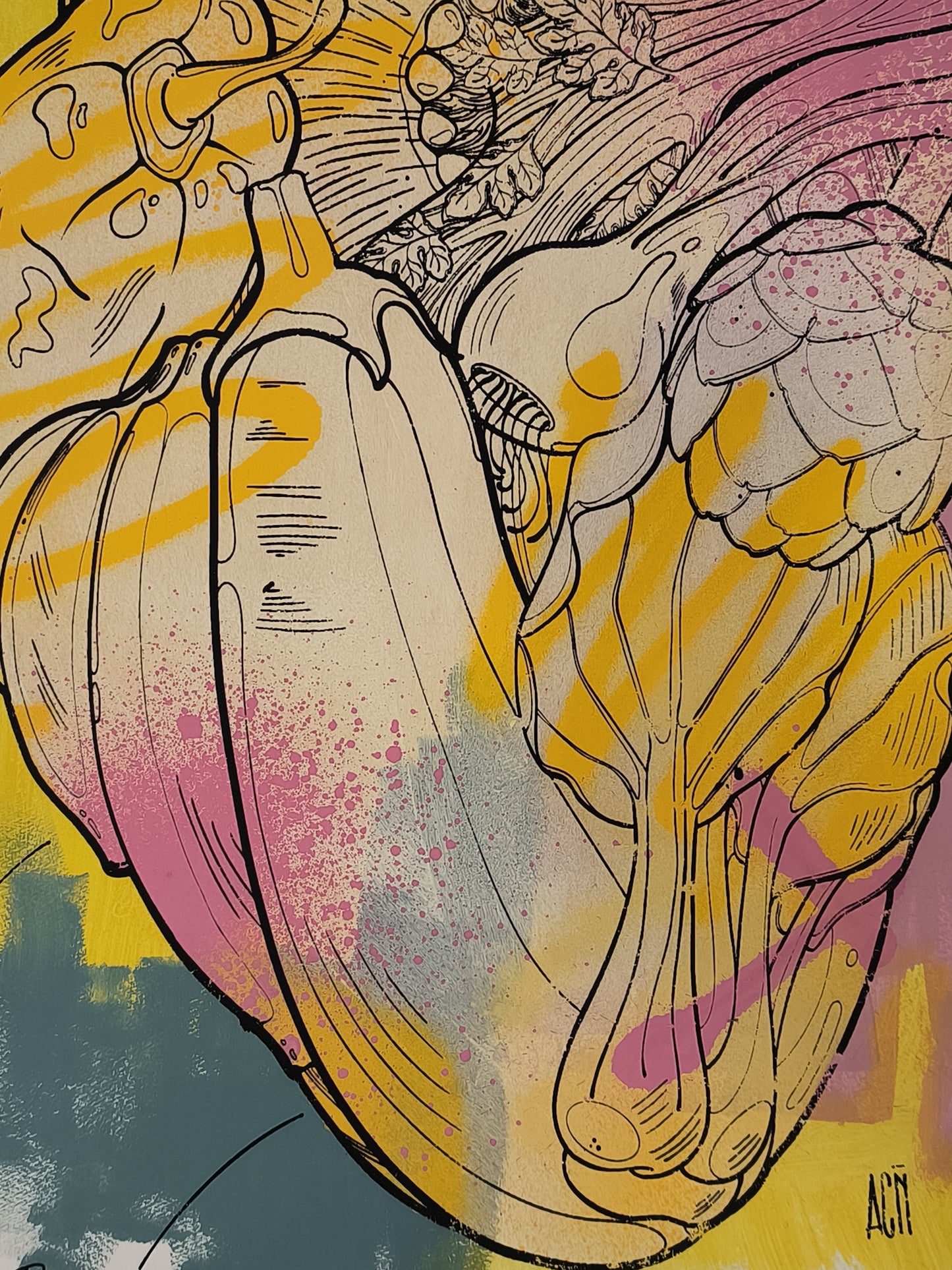 Corazón Vegetal - Retrato print (original painting on paper) Arte Urbano Barcelona
