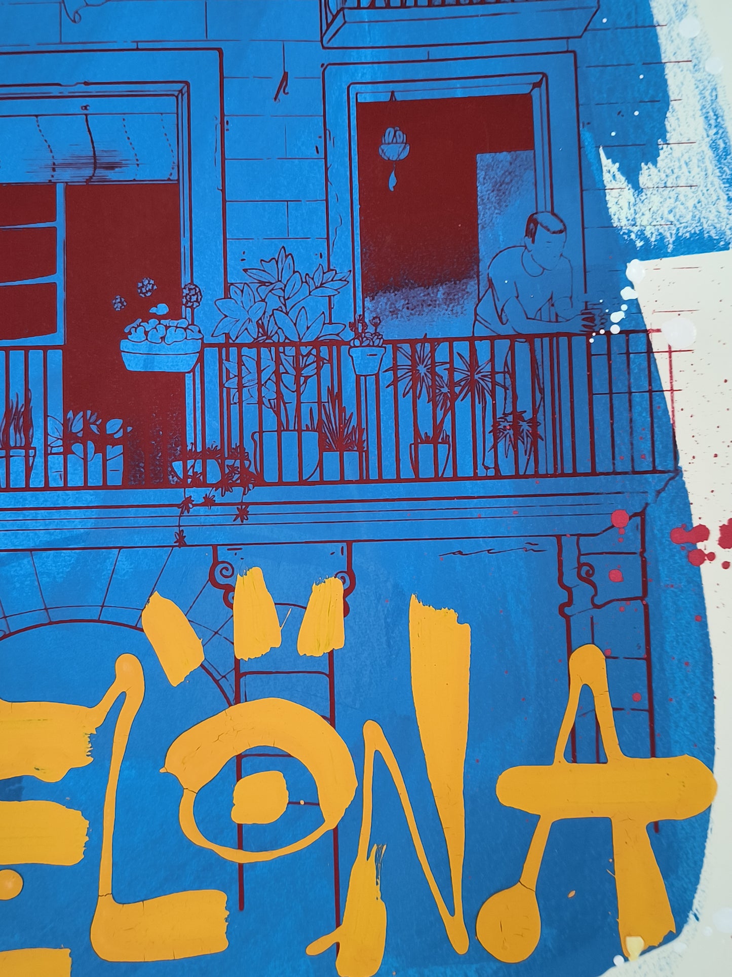 Balcones del Born - Retrato print (Original painting on paper) Arte Urbano Barcelona
