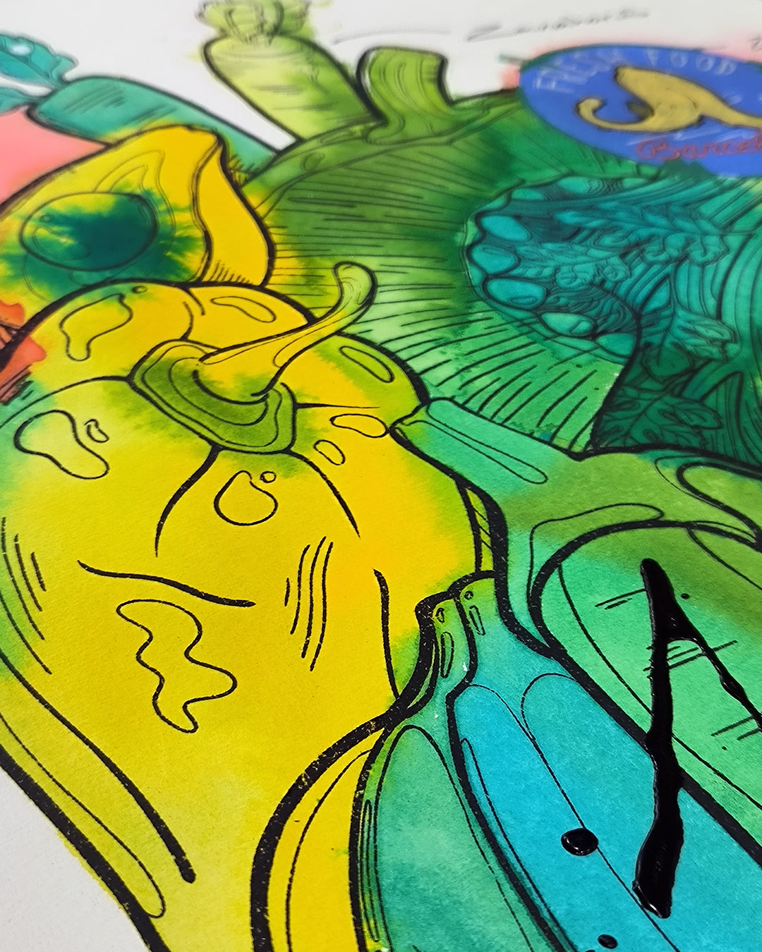 Corazon Vegetal: Amor Natural - Retrato print (original painting on paper) - Arte Urbano Contemporaneo
