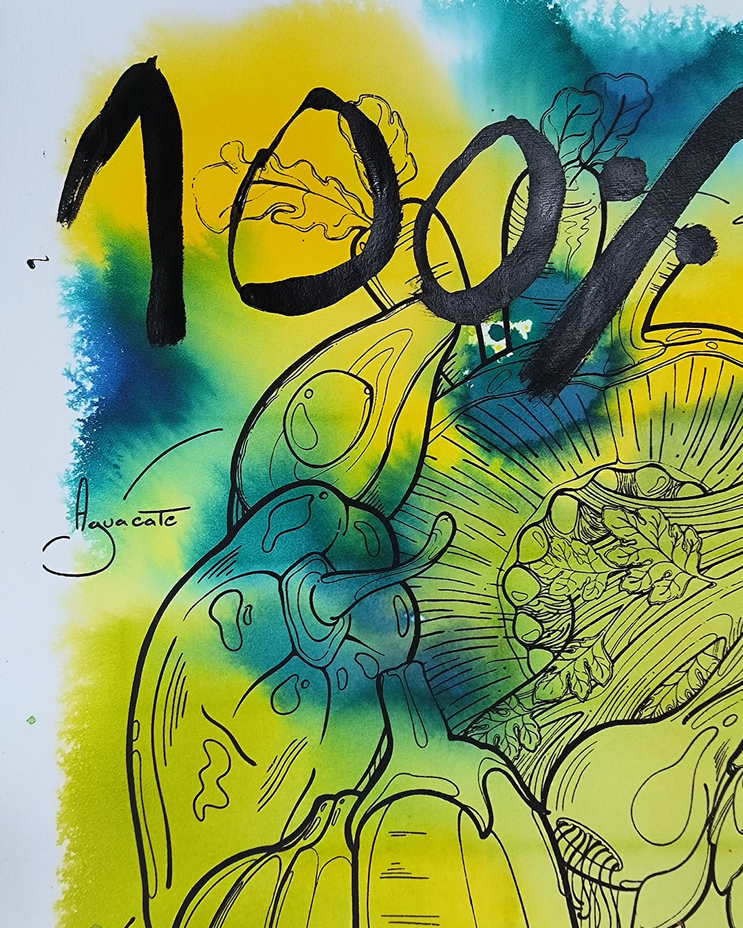 Corazon Vegetal: Amor Natural - Retrato print (original painting on paper) - Arte Urbano Contemporaneo