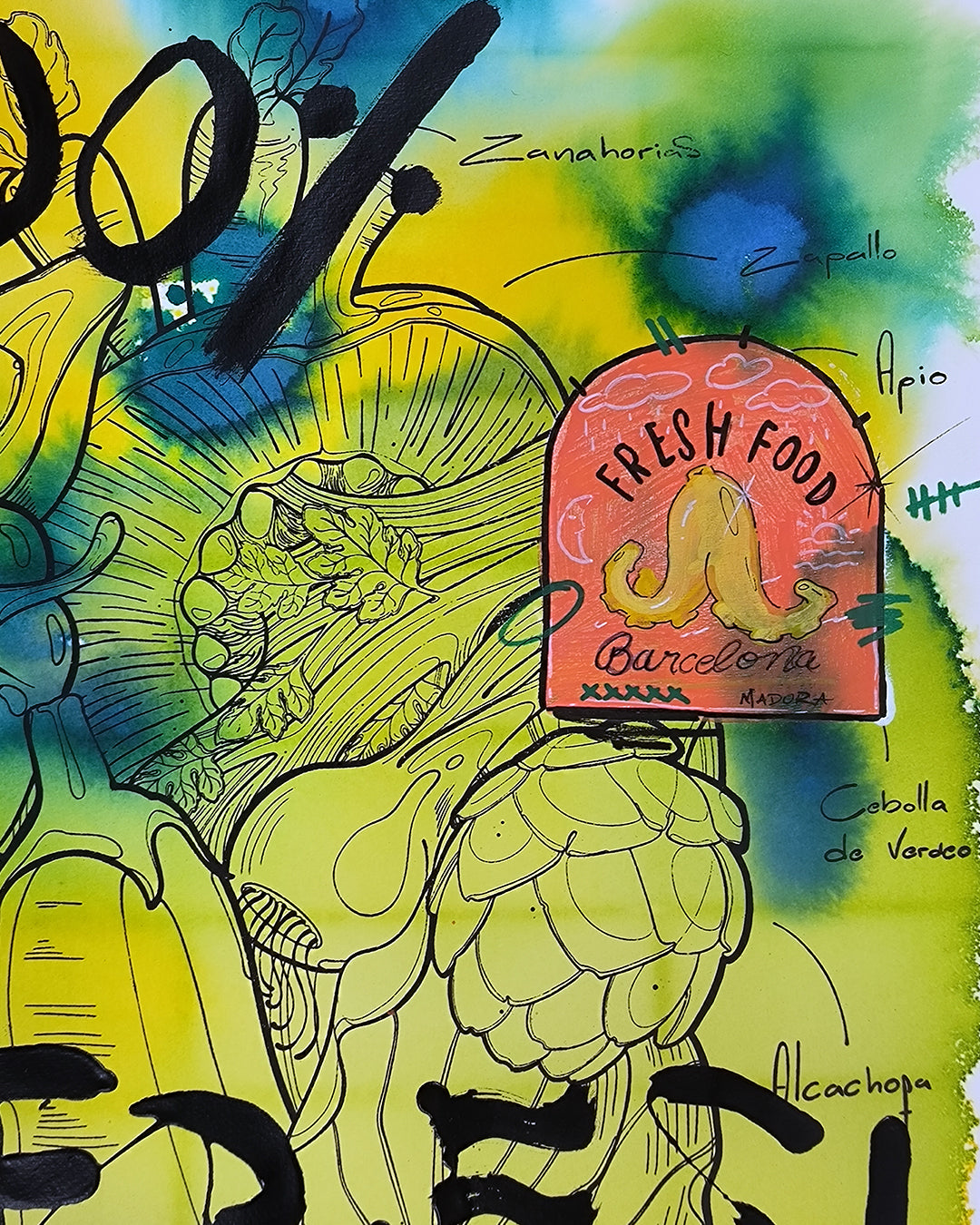 Corazon Vegetal: Amor Natural - Retrato print (original painting on paper) - Arte Urbano Contemporaneo