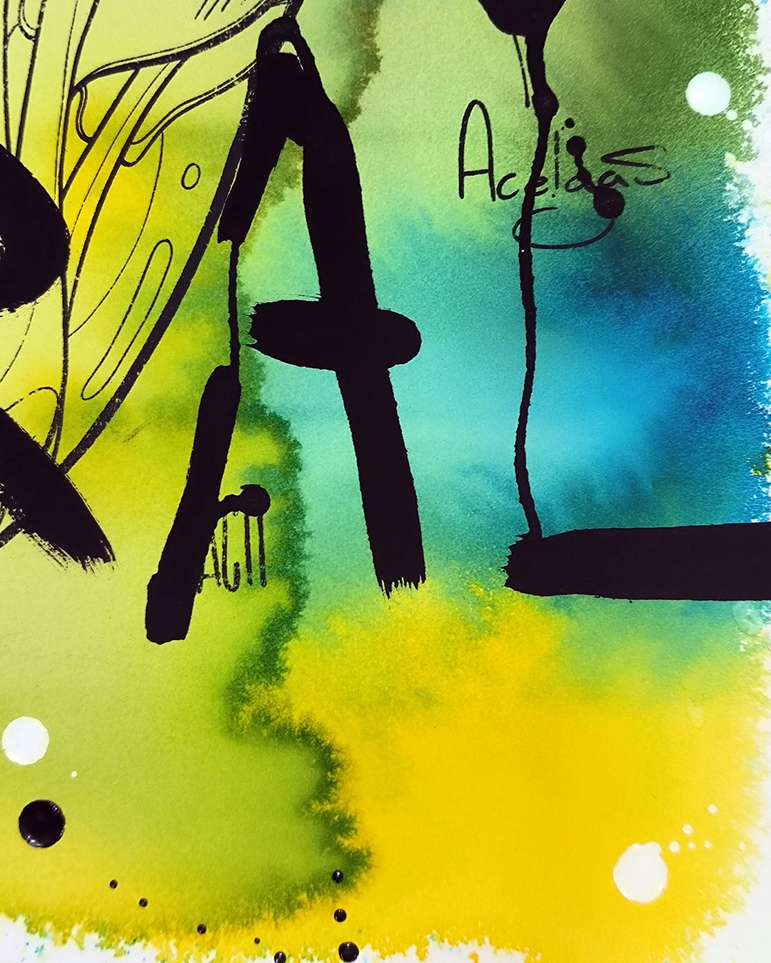 Corazon Vegetal: Amor Natural - Retrato print (original painting on paper) - Arte Urbano Contemporaneo