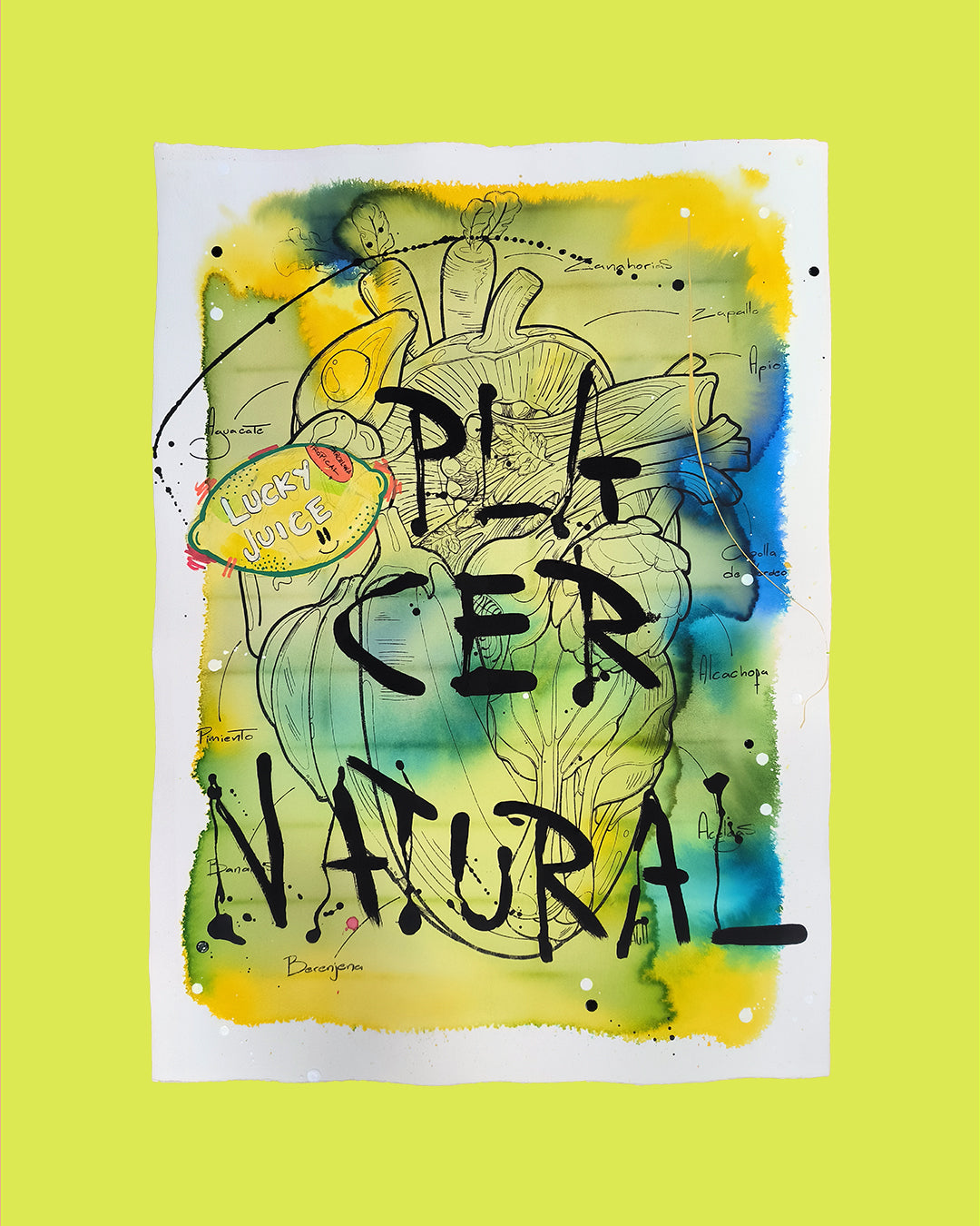Corazon Vegetal: Amor Natural - Retrato print (original painting on paper) - Arte Urbano Contemporaneo