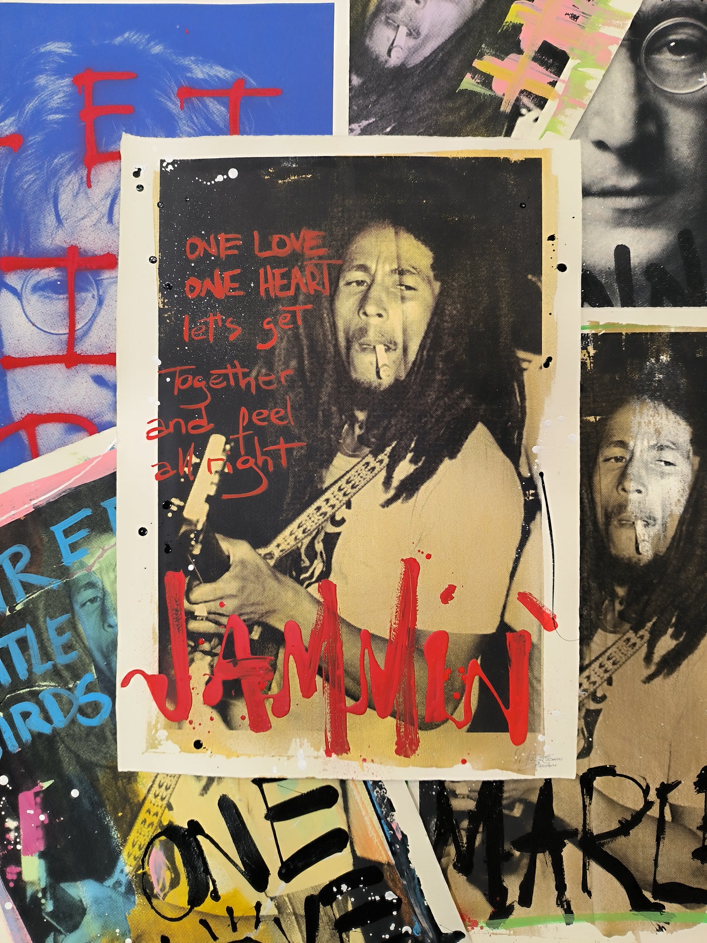 Bob Marley- Retrato Print (original painting on paper) Arte Urbano Barcelona