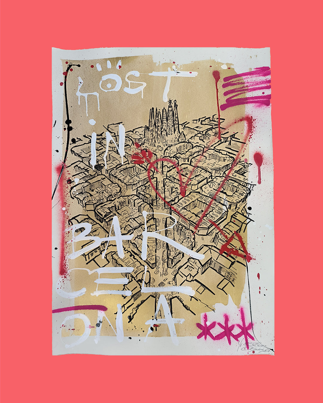 L'Eixample: Un viaje por la Barcelona de Gaudí - Retrato Print (Original paiting on paper) Arte Urbano Contemporaneo