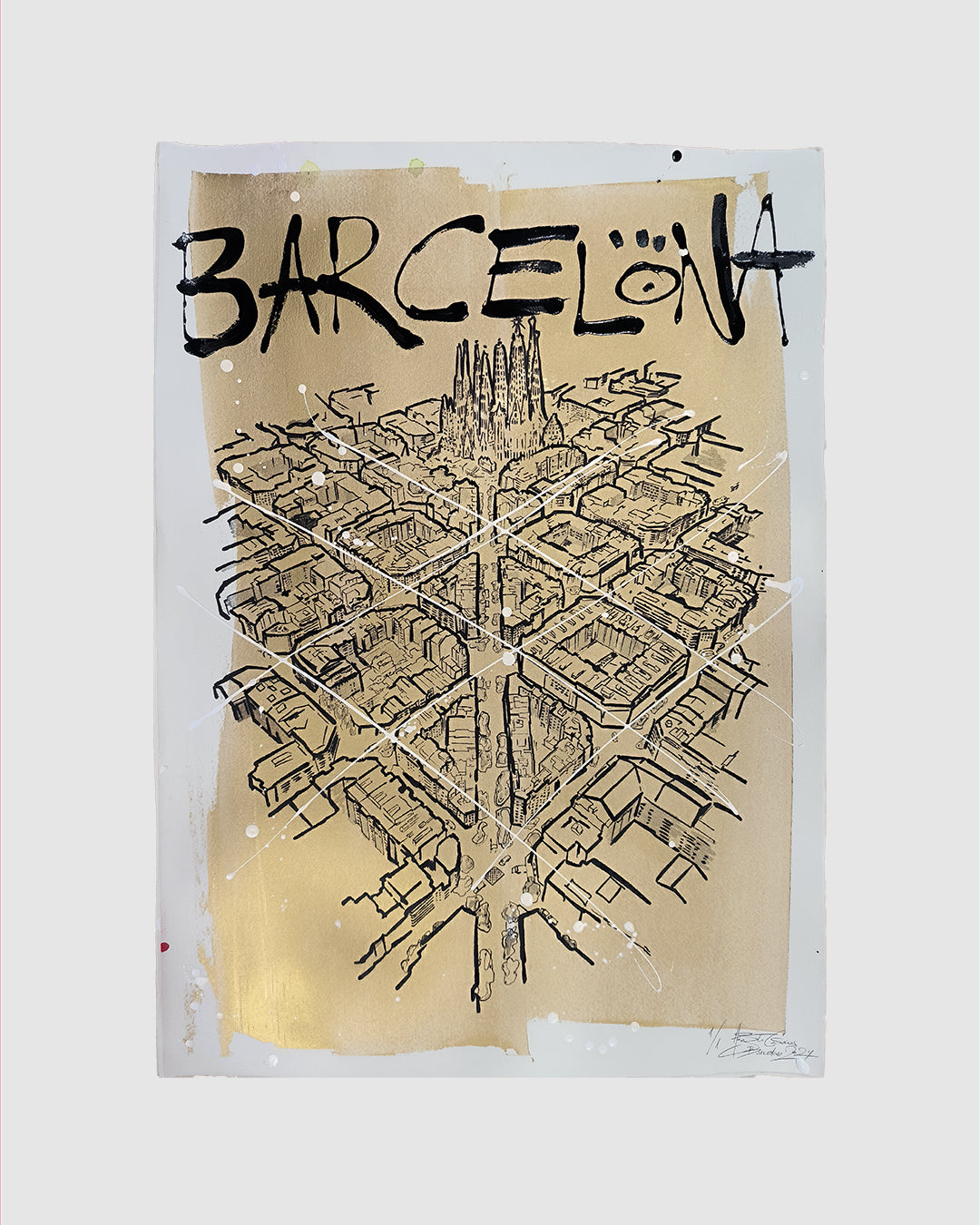L'Eixample: Un viaje por la Barcelona de Gaudí - Retrato Print (Original paiting on paper) Arte Urbano Contemporaneo