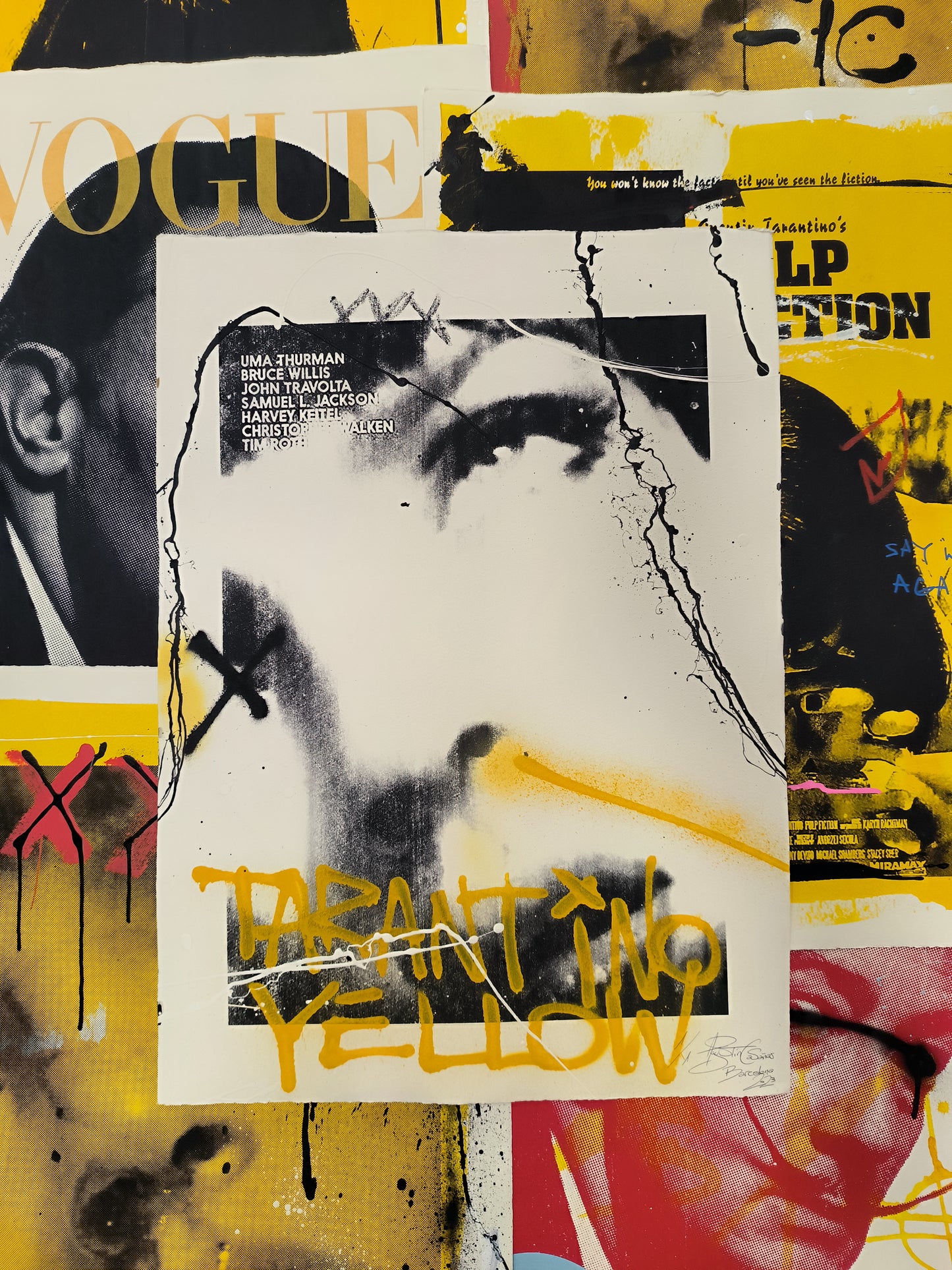 Mía Wallace (Pulp Fiction) - Retrato Print (Original painting on paper) Arte Urbano Barcelona
