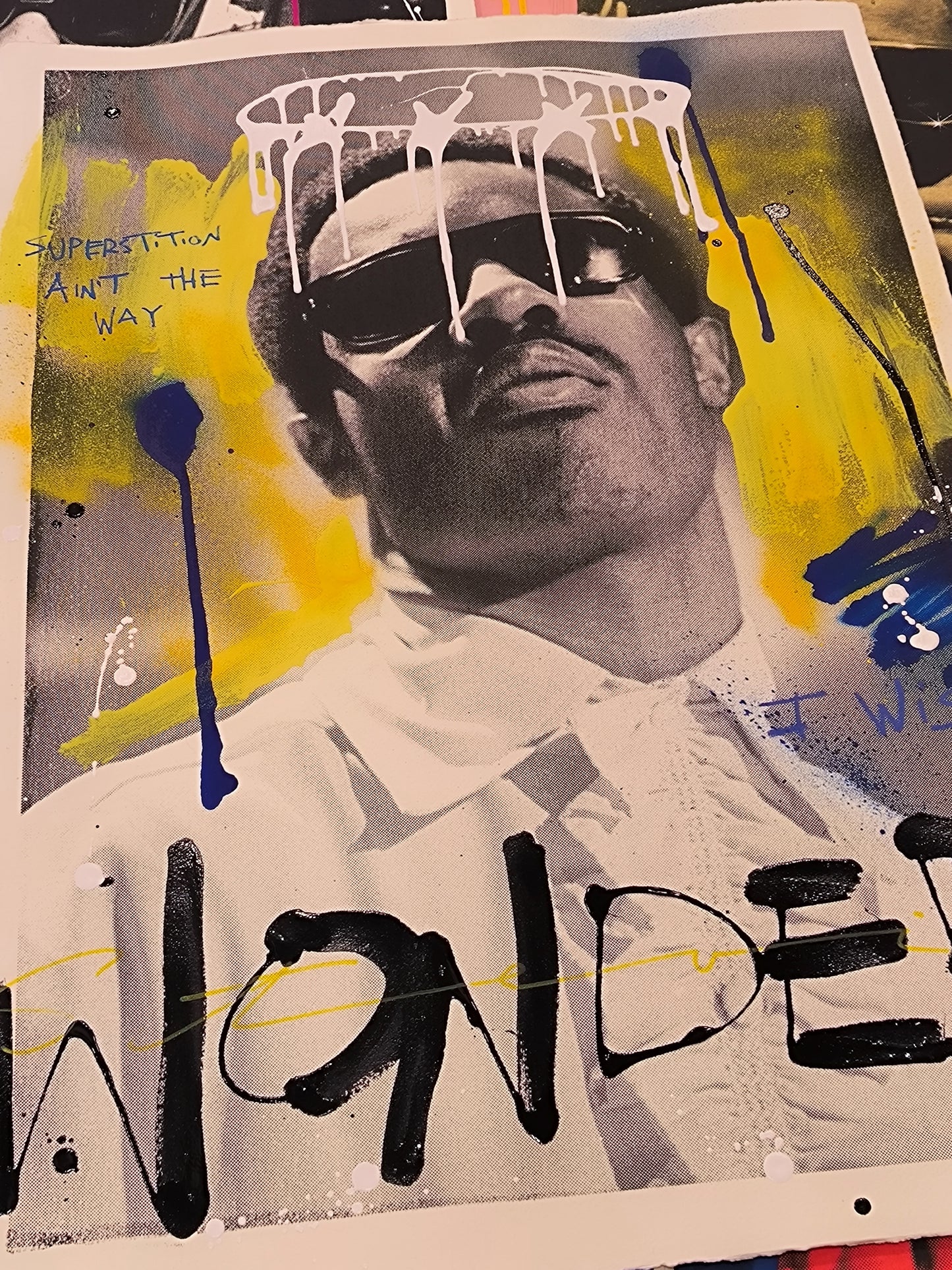 Stevie Wonder - Retrato print (original painting on paper) Arte urbano Barcelona