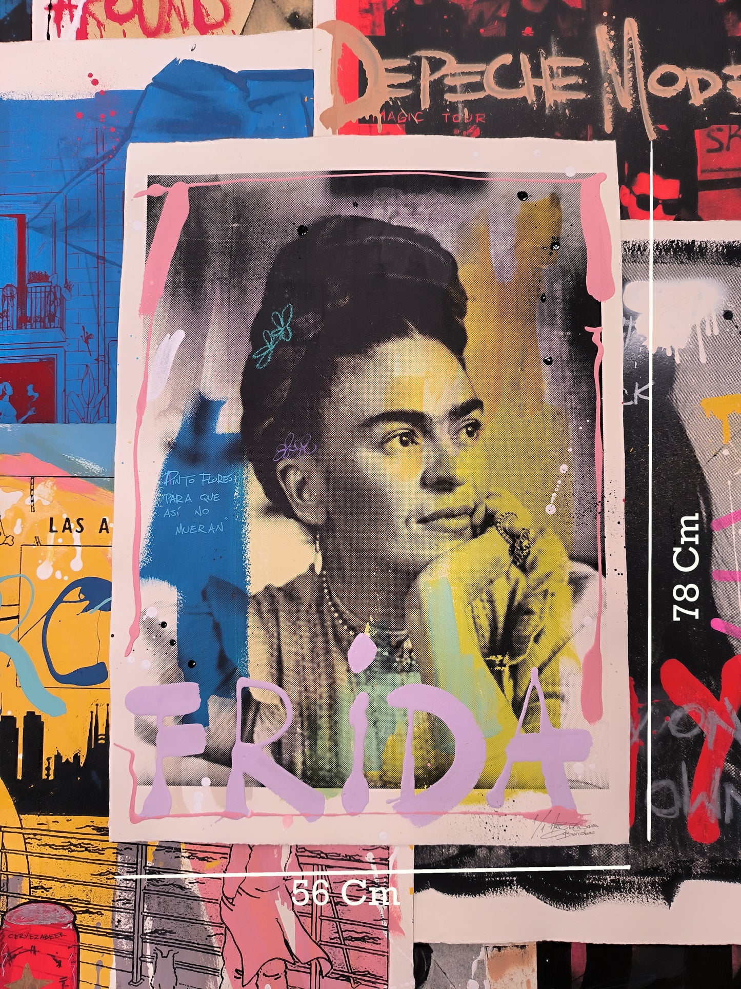 Frida Kahlo - Retrato print (Original painting on paper) Arte Urbano Barcelona