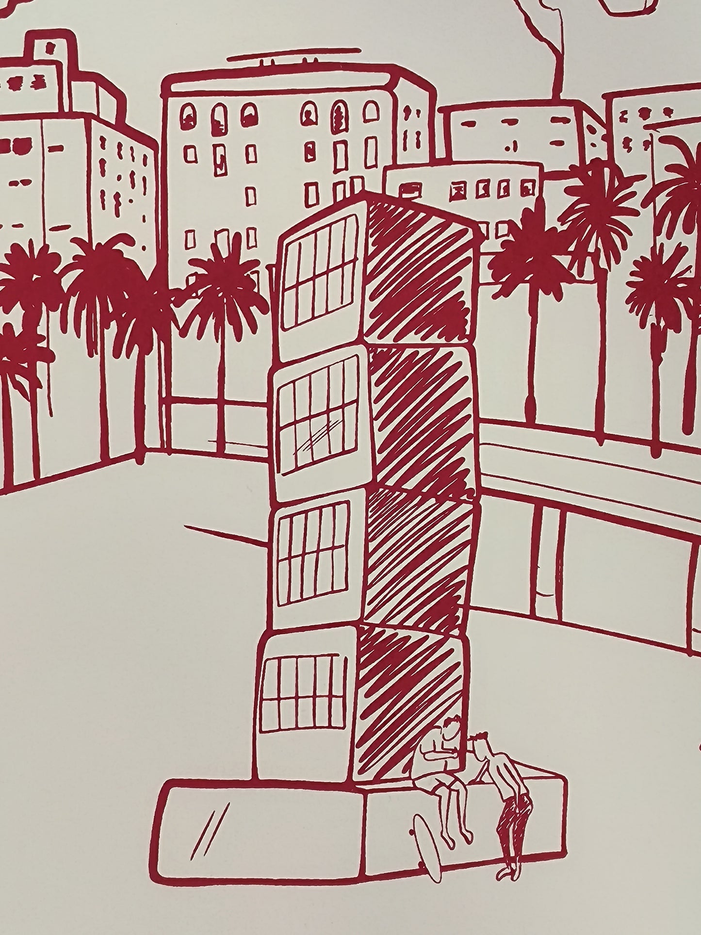 Playa de la Barceloneta - Arte Urbano Contemporáneo Barcelona - Retrato Print (original painting on paper)