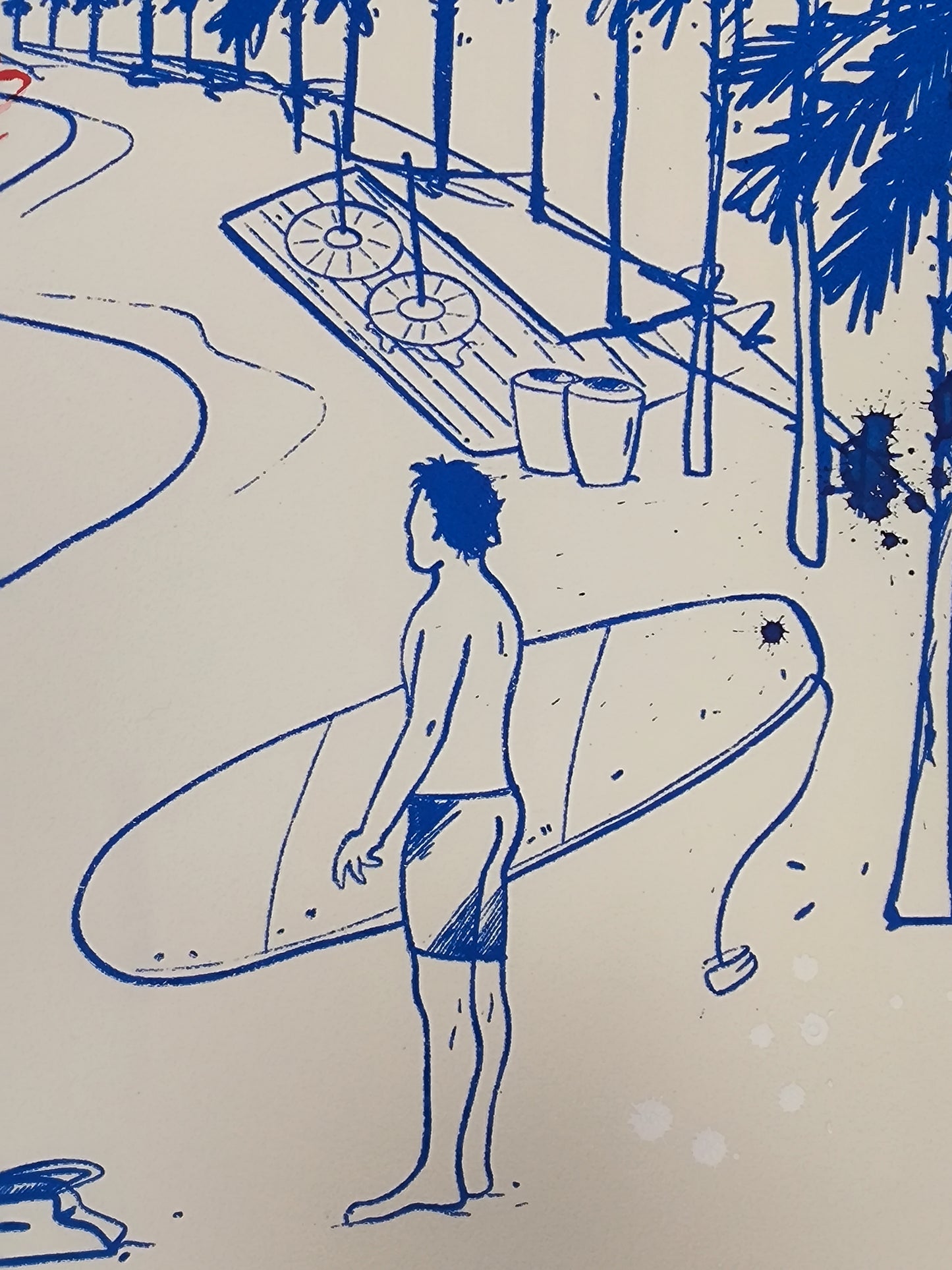 Playa de la Barceloneta - Arte Urbano Contemporáneo Barcelona - Retrato Print (original painting on paper)
