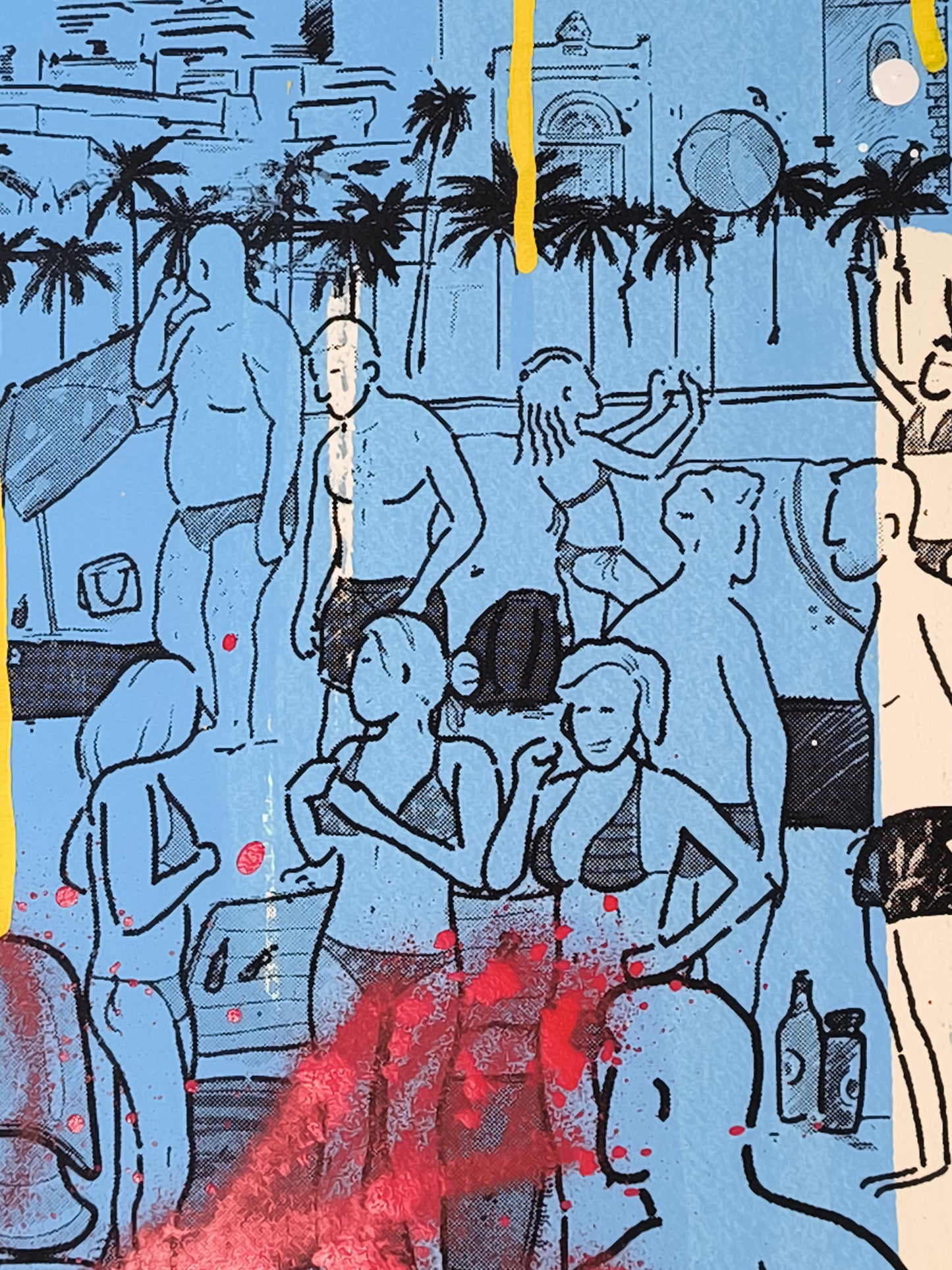 Playa Sitges - Arte Urbano Contemporáneo Barcelona - Retrato Print (original painting on paper)