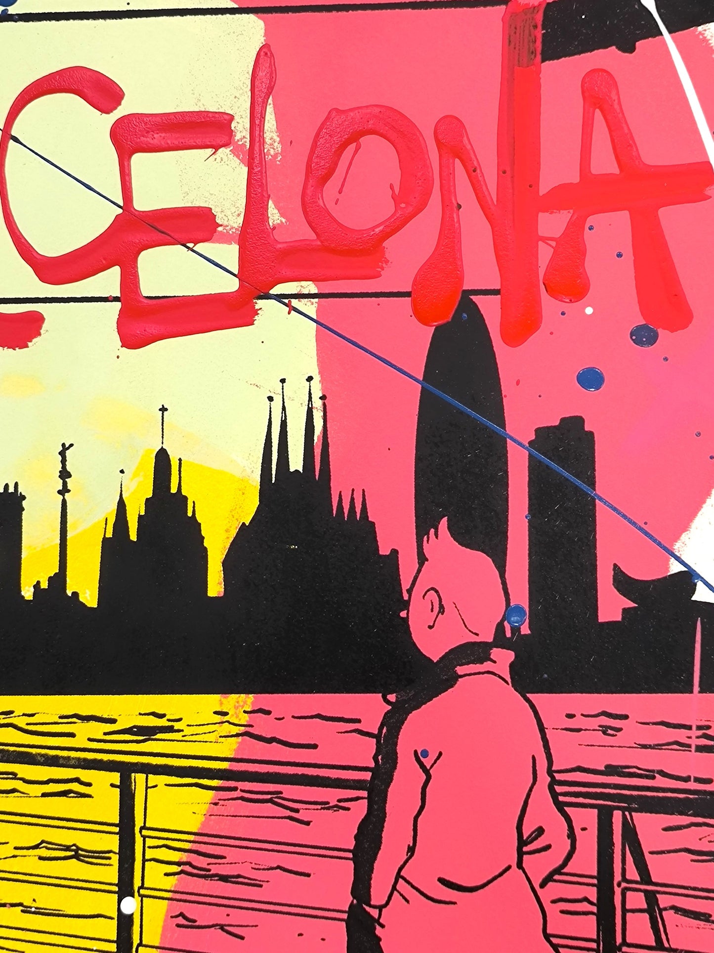 Tintin - Retrato print (Original painting on paper) contemporary art Barcelona