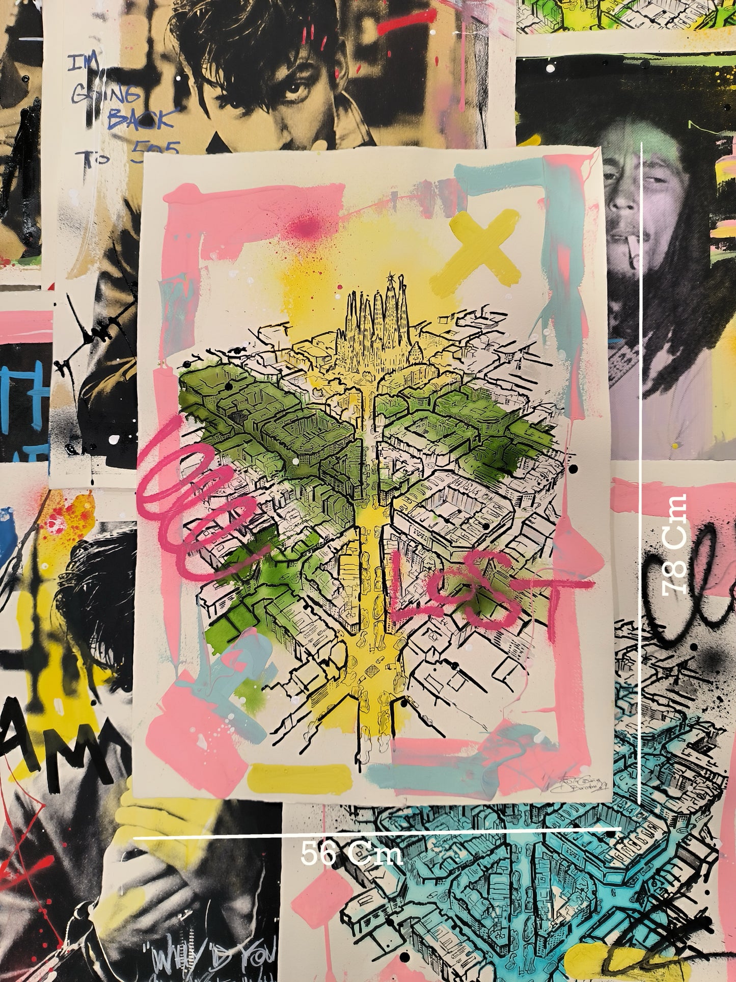 L'Eixample: Un viaje por la Barcelona de Gaudí - Retrato print (original painting on paper) Arte Urbano Barcelona