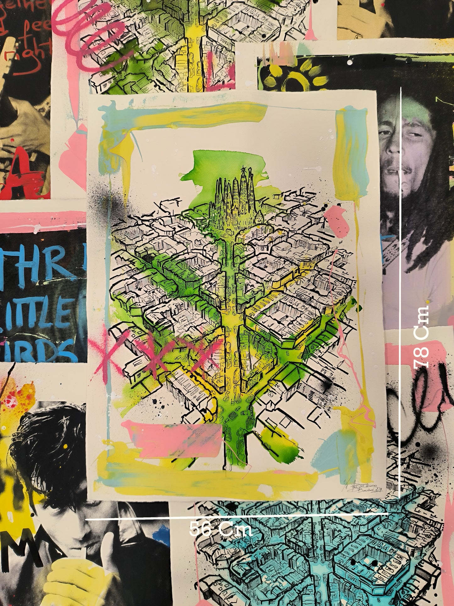 L'Eixample: Un viaje por la Barcelona de Gaudí - Retrato print (original painting on paper) Arte Urbano Barcelona