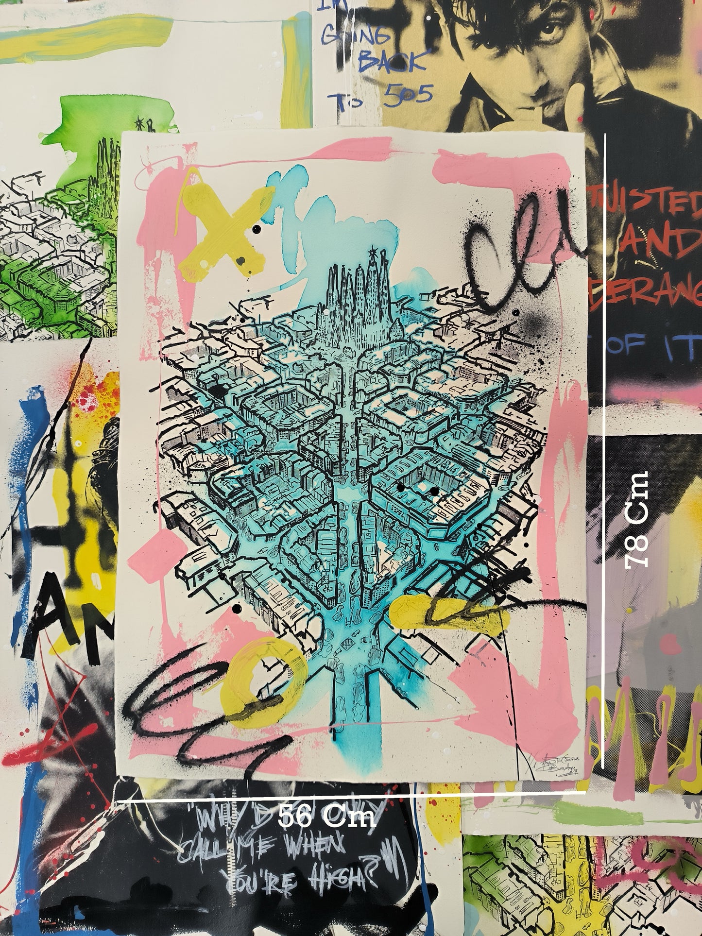 L'Eixample: Un viaje por la Barcelona de Gaudí - Retrato print (original painting on paper) Arte Urbano Barcelona