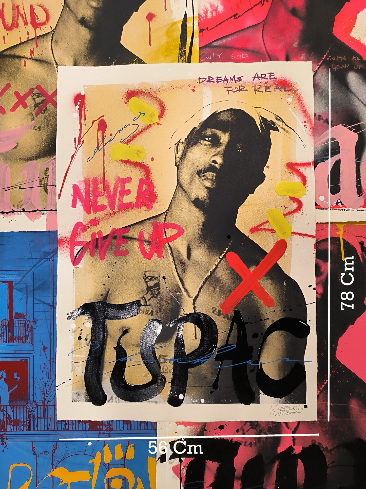 Tupac - Retrato print (Original painting on paper) Arte Urbano Barcelona