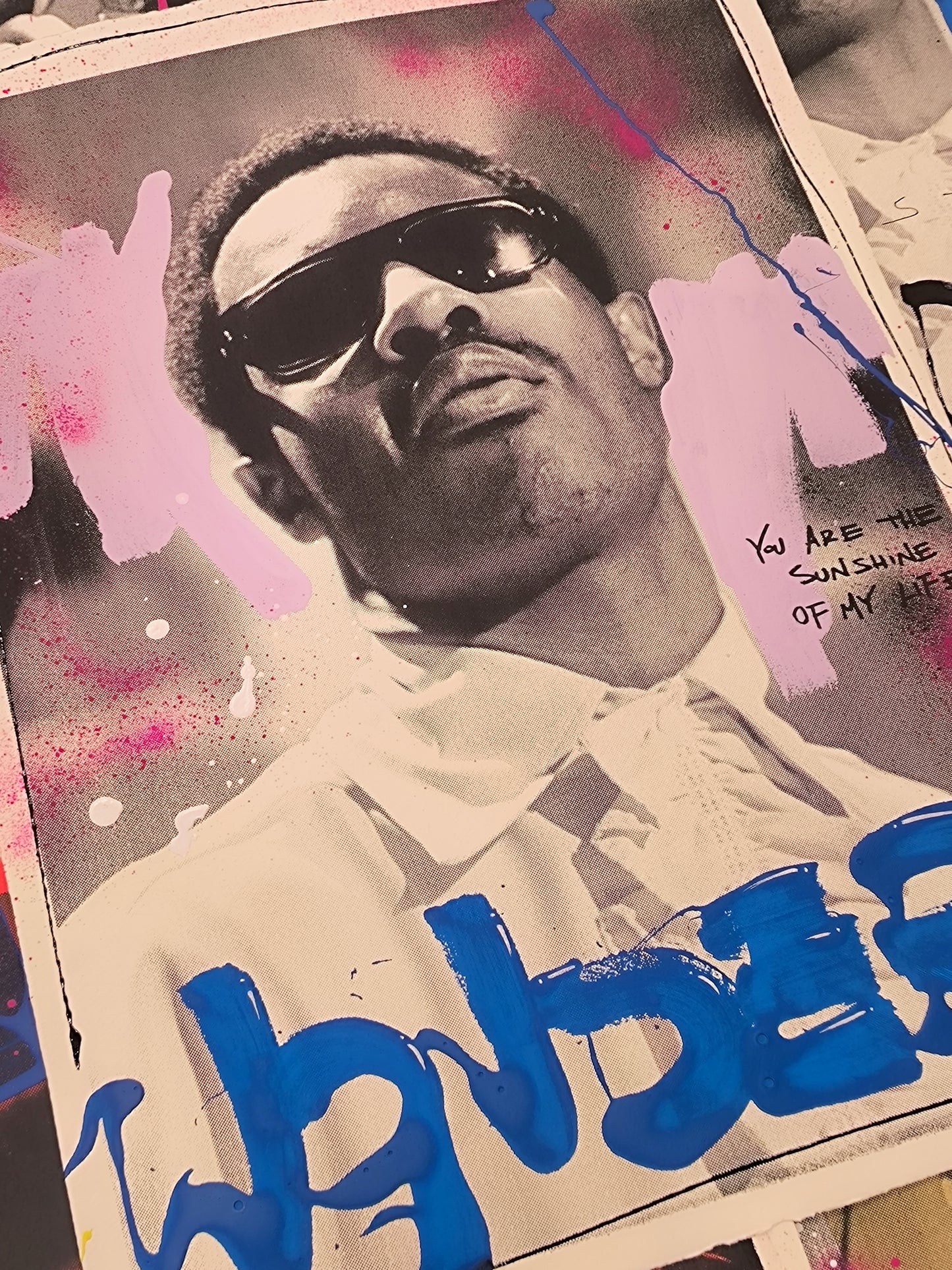 Stevie Wonder - Retrato print (original painting on paper) Arte urbano Barcelona