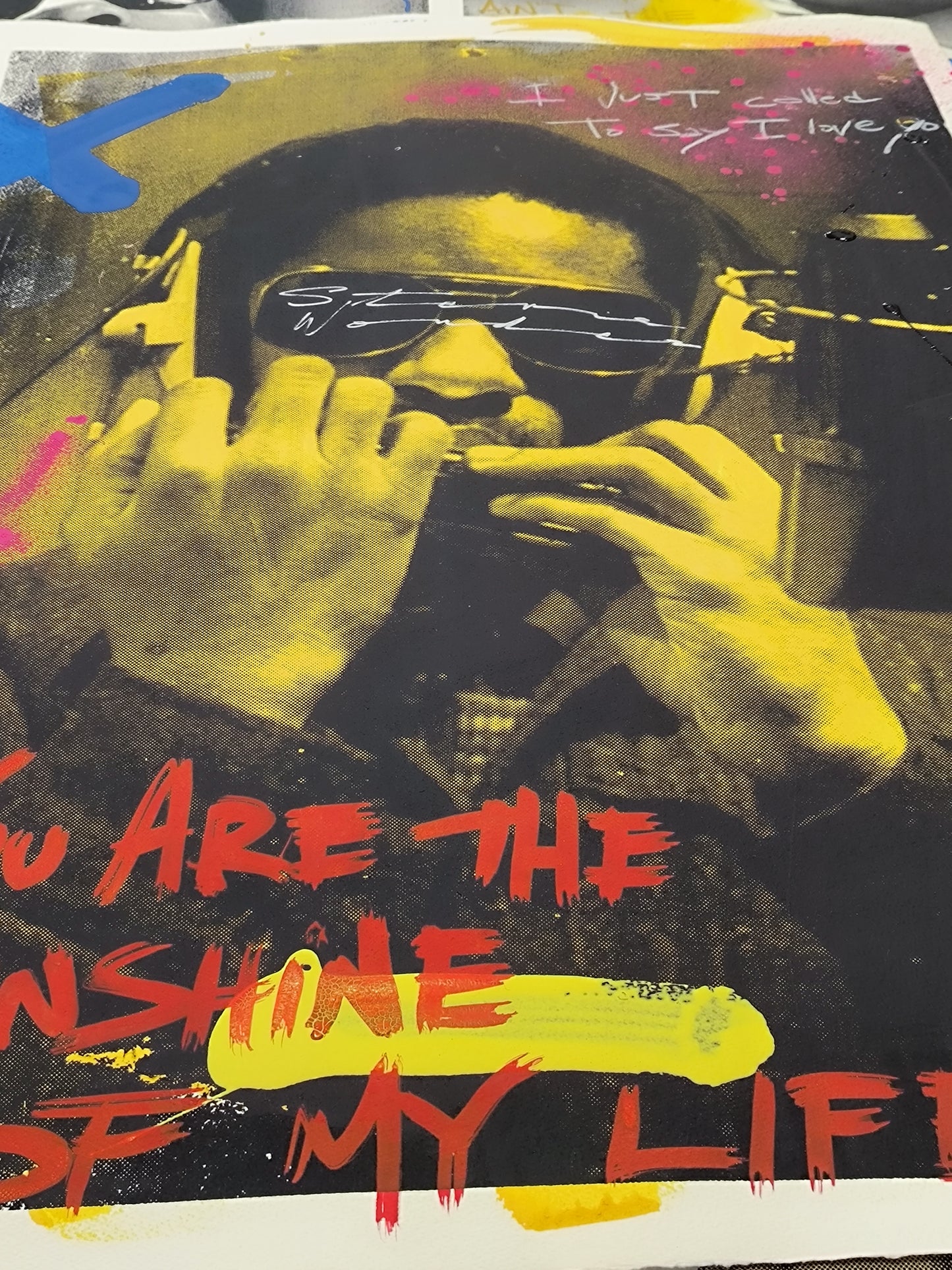 Stevie Wonder - Retrato print (original painting on paper) Arte urbano Barcelona