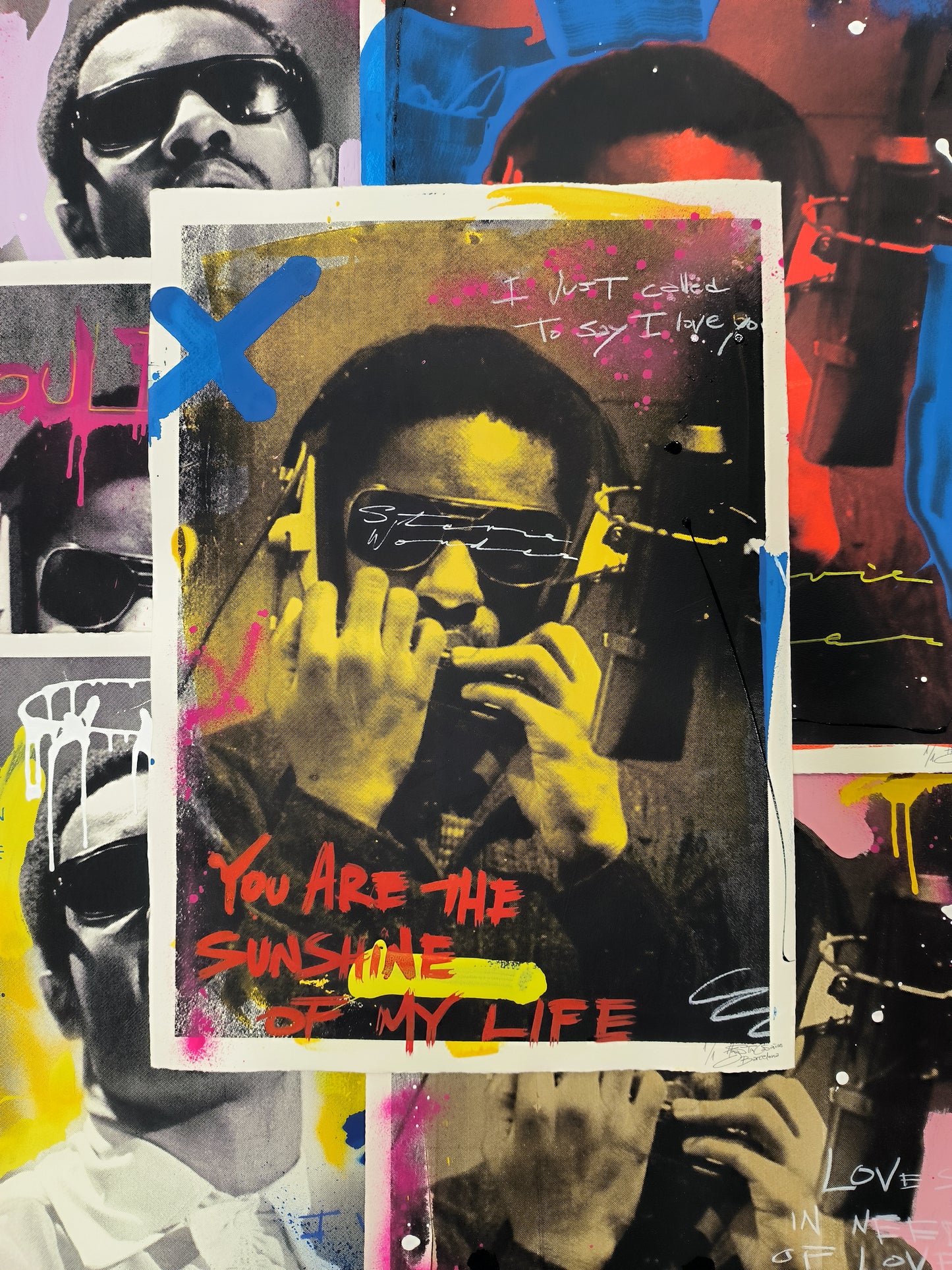 Stevie Wonder - Retrato print (original painting on paper) Arte urbano Barcelona