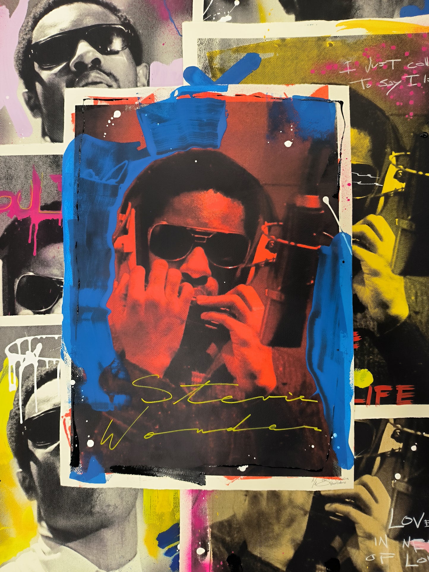 Stevie Wonder - Retrato print (original painting on paper) Arte urbano Barcelona