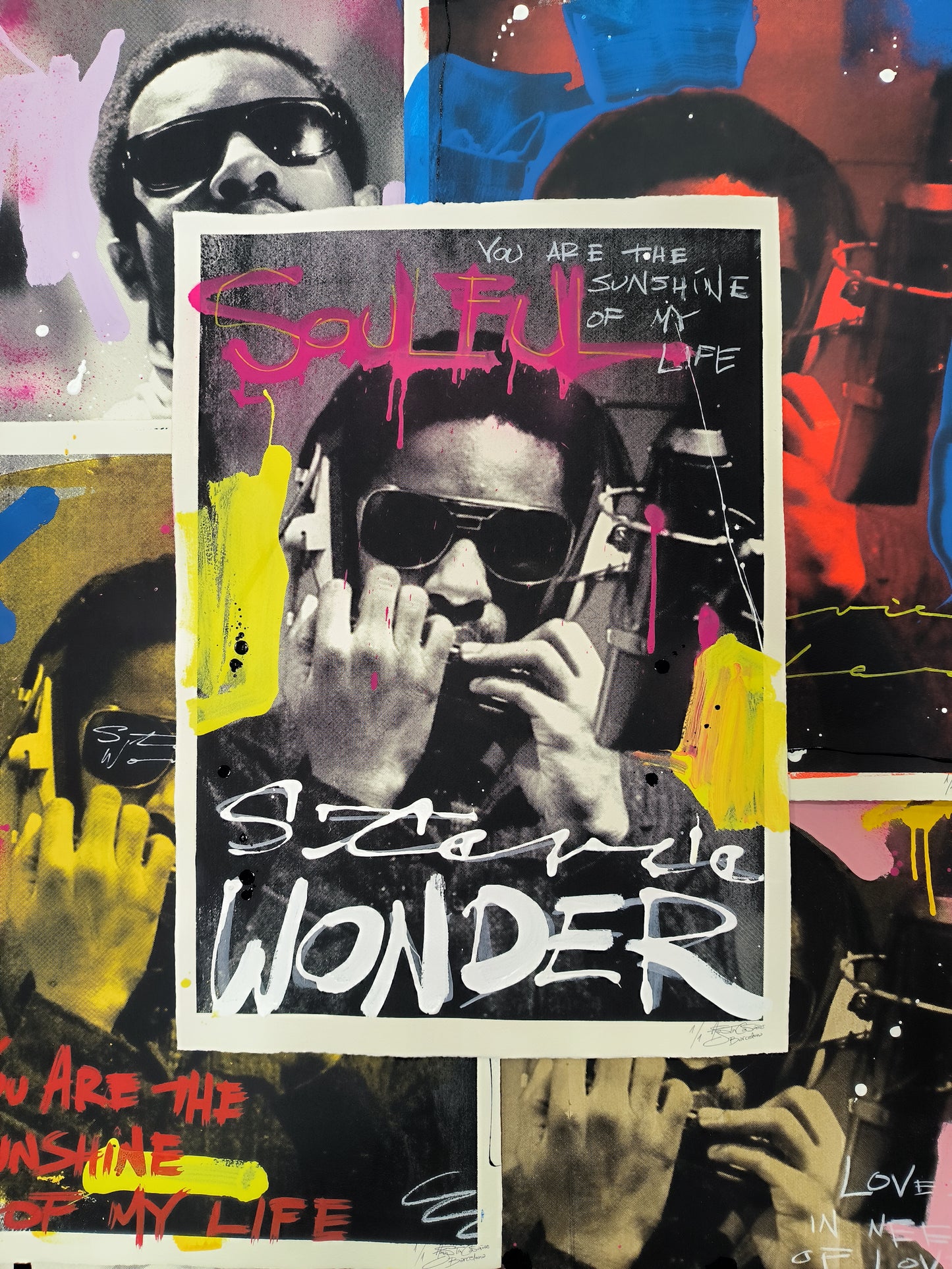 Stevie Wonder - Retrato print (original painting on paper) Arte urbano Barcelona