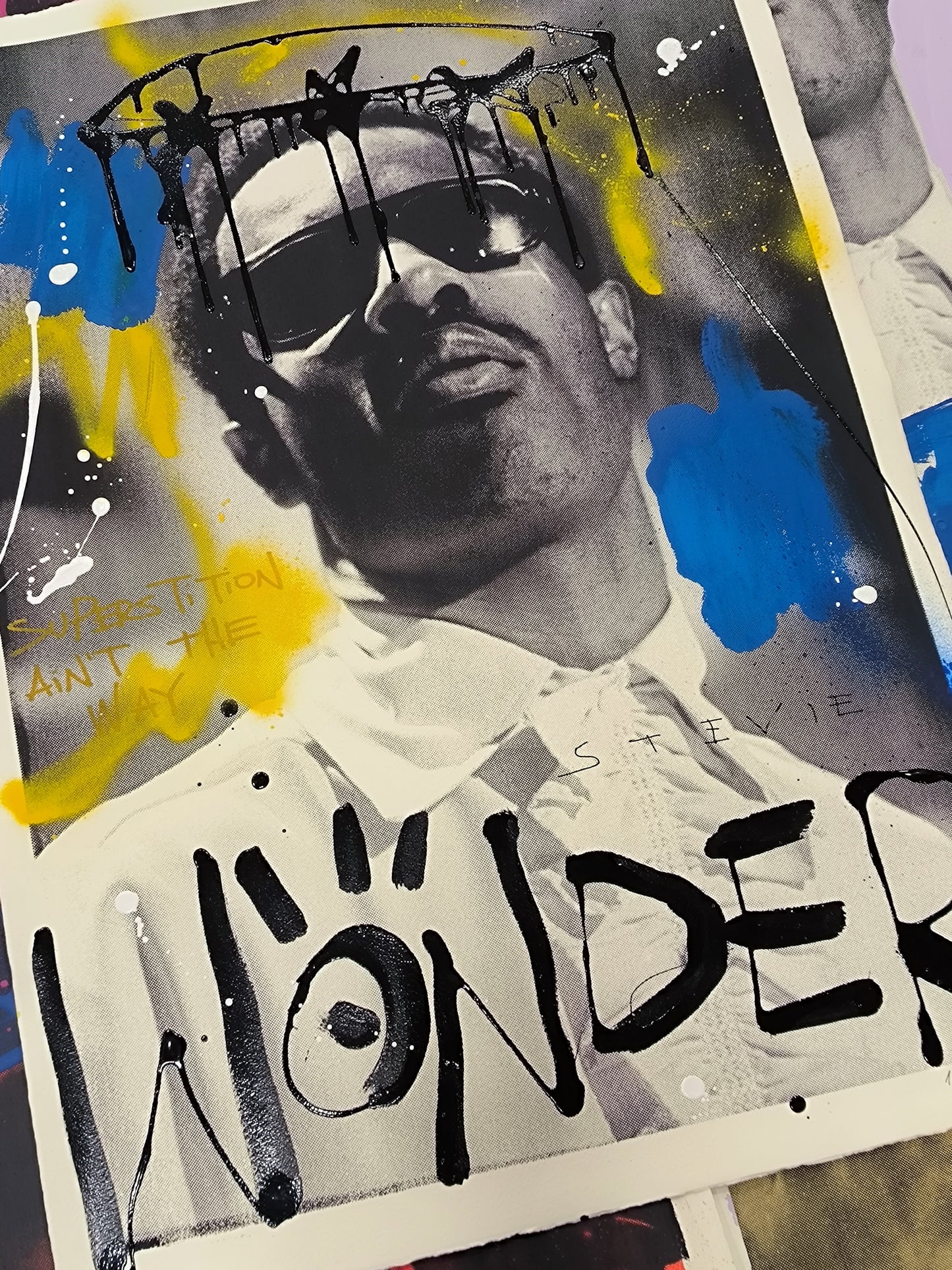 Stevie Wonder - Retrato print (original painting on paper) Arte urbano Barcelona