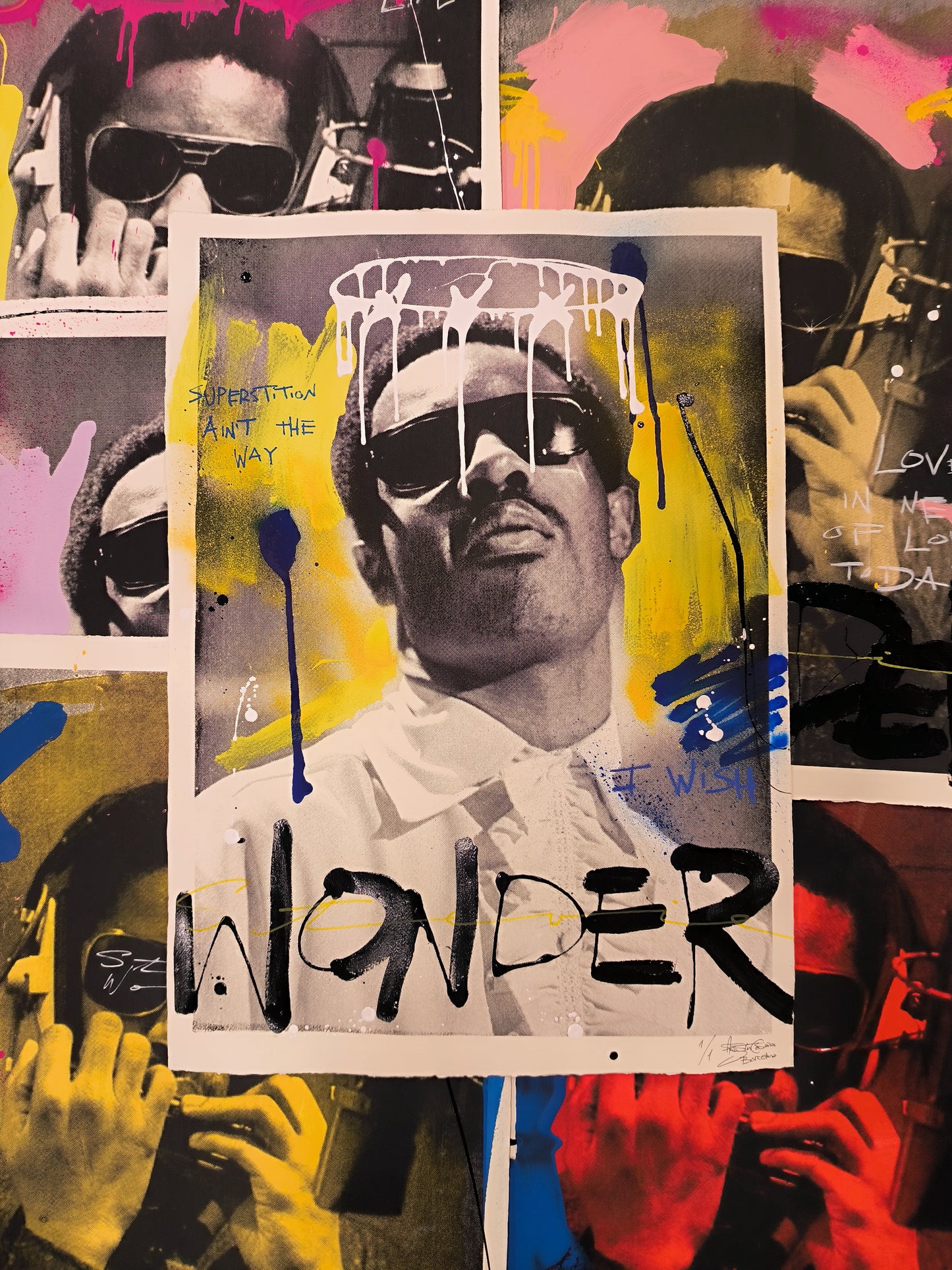 Stevie Wonder - Retrato print (original painting on paper) Arte urbano Barcelona