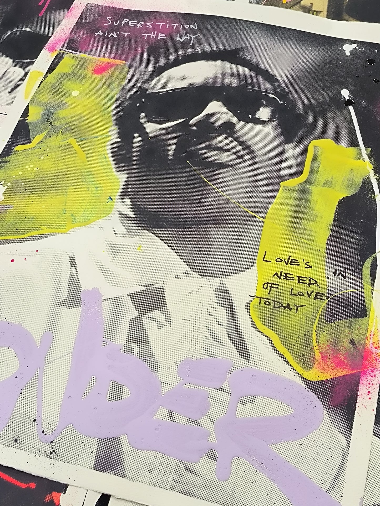 Stevie Wonder - Retrato print (original painting on paper) Arte urbano Barcelona