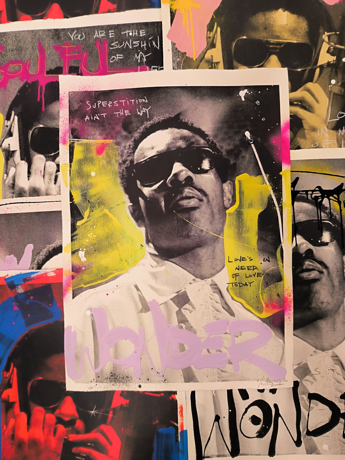 Stevie Wonder - Retrato print (original painting on paper) Arte urbano Barcelona