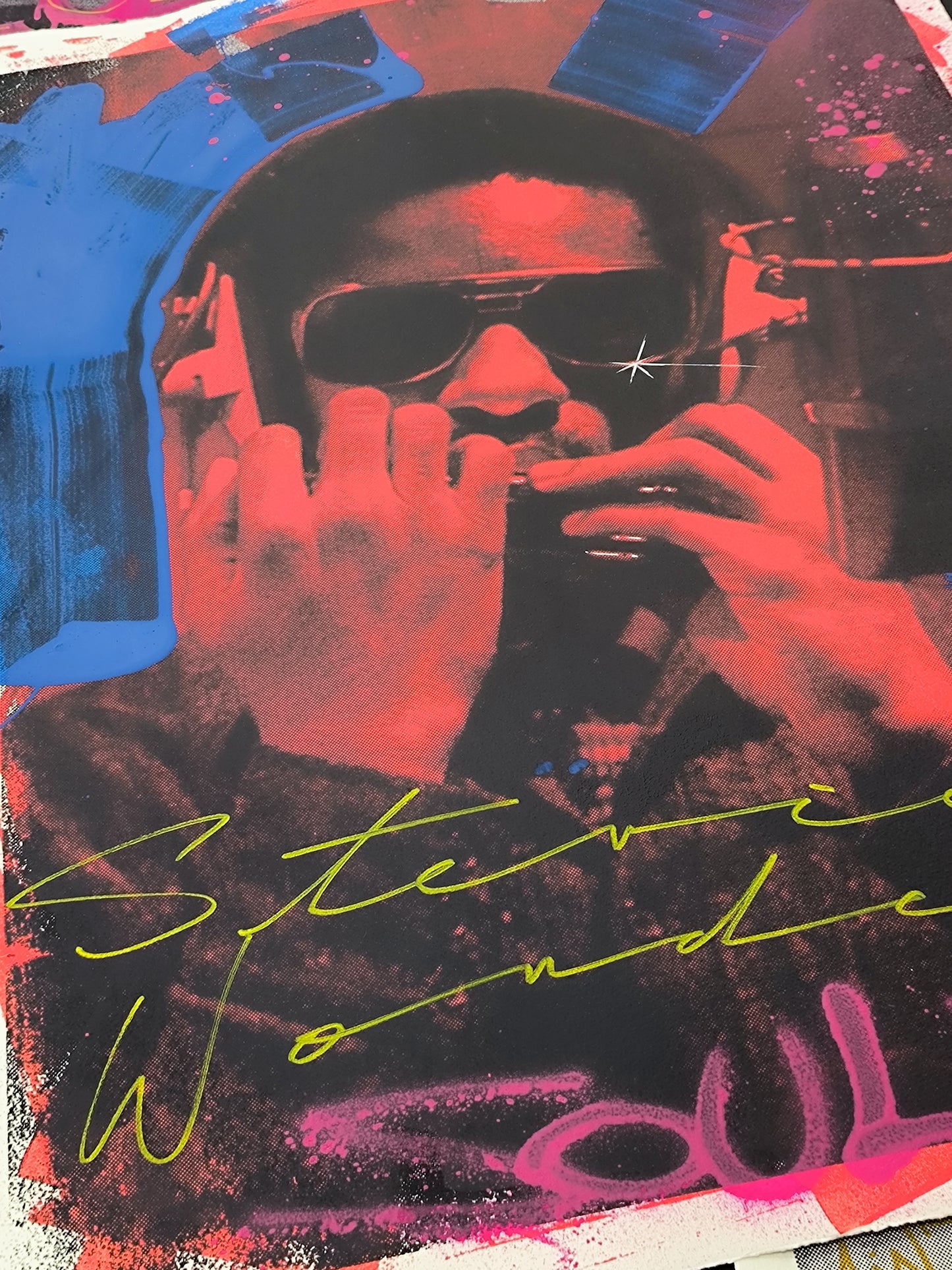 Stevie Wonder - Retrato print (original painting on paper) Arte urbano Barcelona