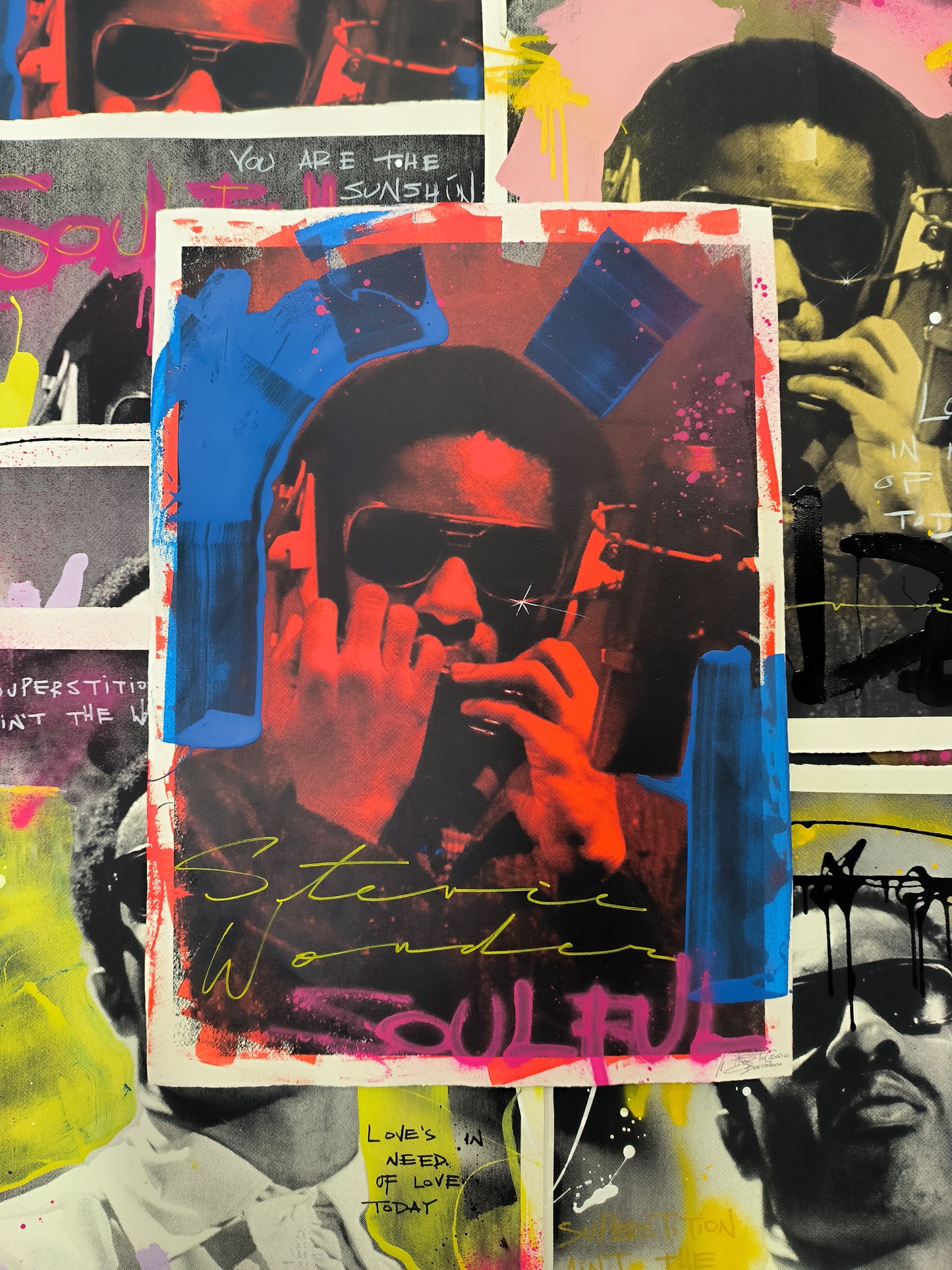 Stevie Wonder - Retrato print (original painting on paper) Arte urbano Barcelona