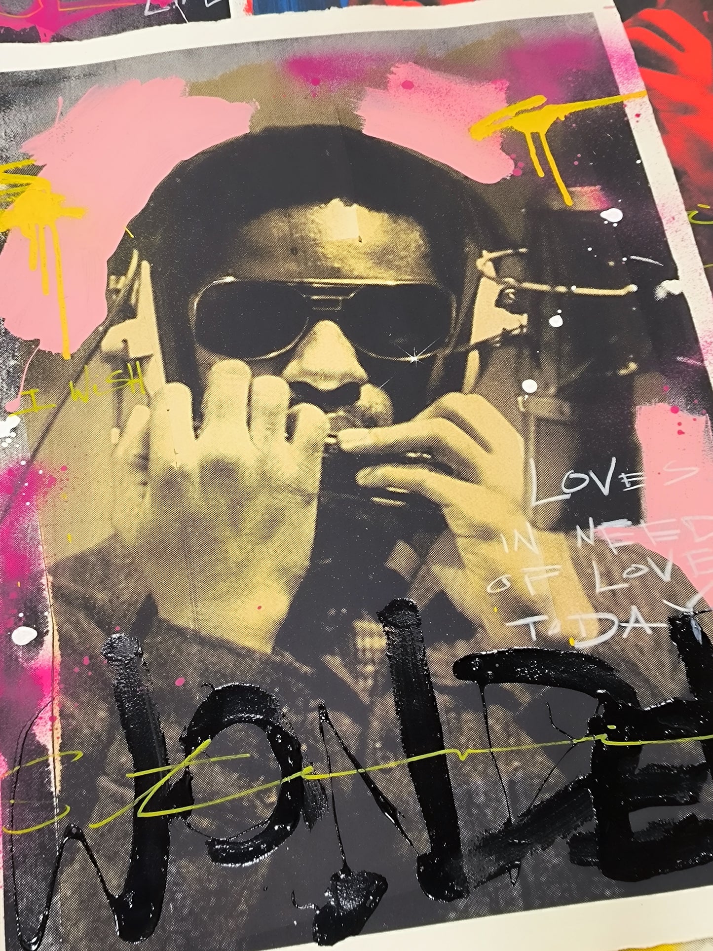 Stevie Wonder - Retrato print (original painting on paper) Arte urbano Barcelona