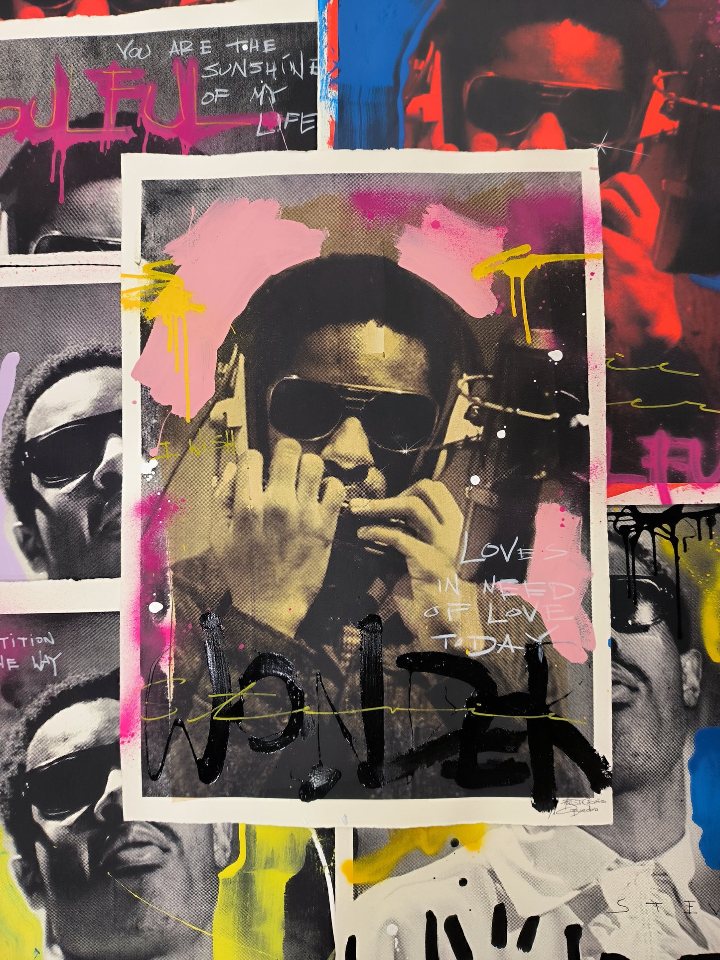 Stevie Wonder - Retrato print (original painting on paper) Arte urbano Barcelona