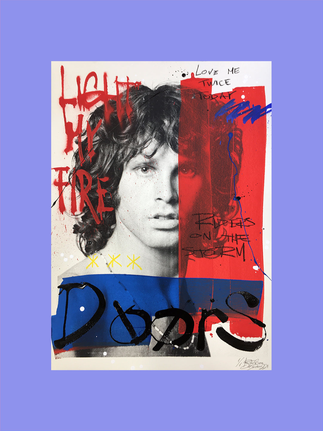 Jim Morrison, The Doors - Retrato print (original painting on paper) Arte Urbano Barcelona