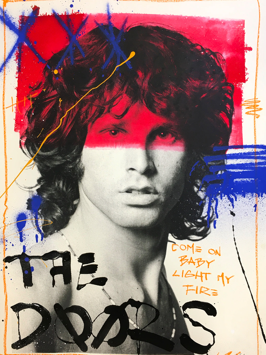 Jim Morrison, The Doors - Retrato print (original painting on paper) Arte Urbano Barcelona