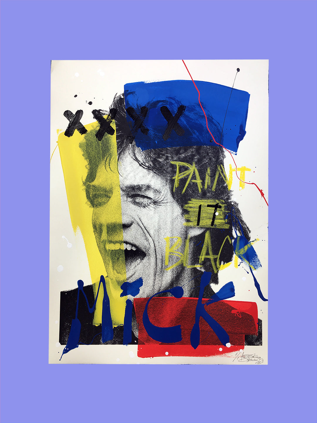 Mick Jagger, The Rolling Stones - Retrato print (original painting on paper) Arte Urbano Barcelona