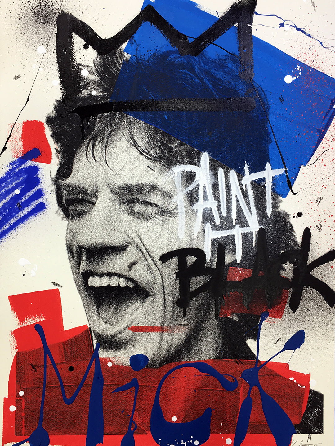 Mick Jagger, The Rolling Stones - Retrato print (original painting on paper) Arte Urbano Barcelona