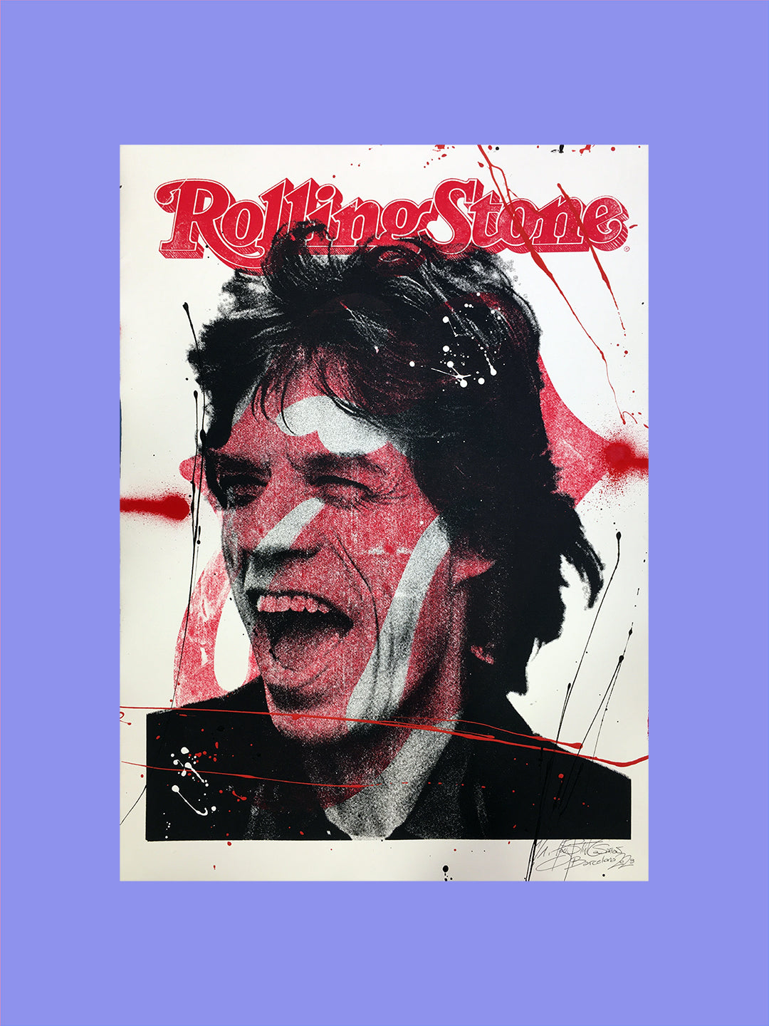 Mick Jagger, The Rolling Stones - Retrato print (original painting on paper) Arte Urbano Barcelona