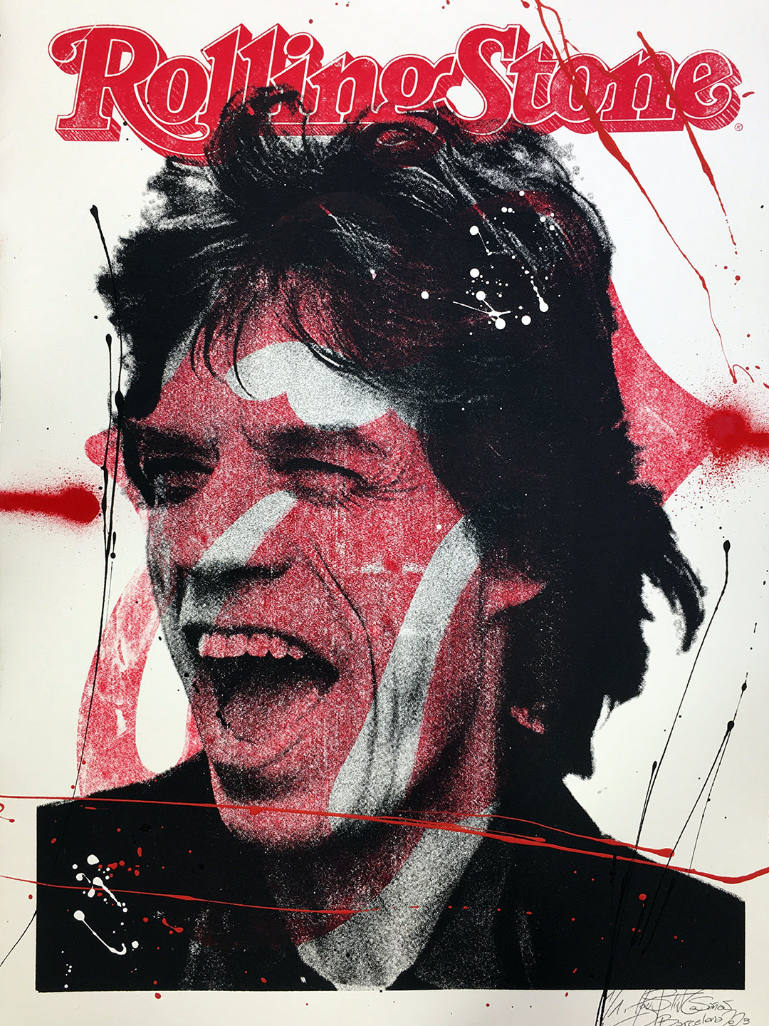 Mick Jagger, The Rolling Stones - Retrato print (original painting on paper) Arte Urbano Barcelona
