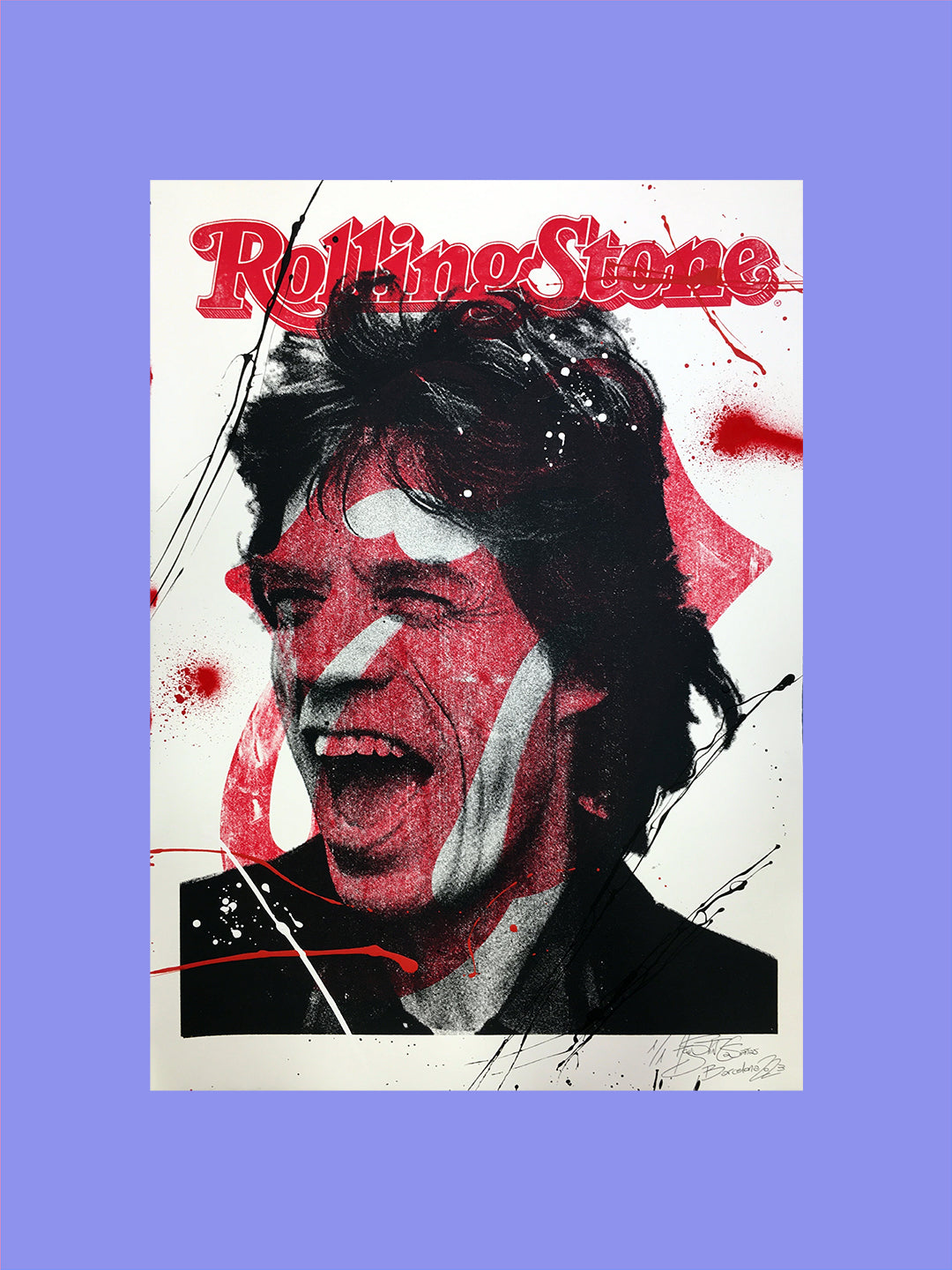 Mick Jagger, The Rolling Stones - Retrato print (original painting on paper) Arte Urbano Barcelona