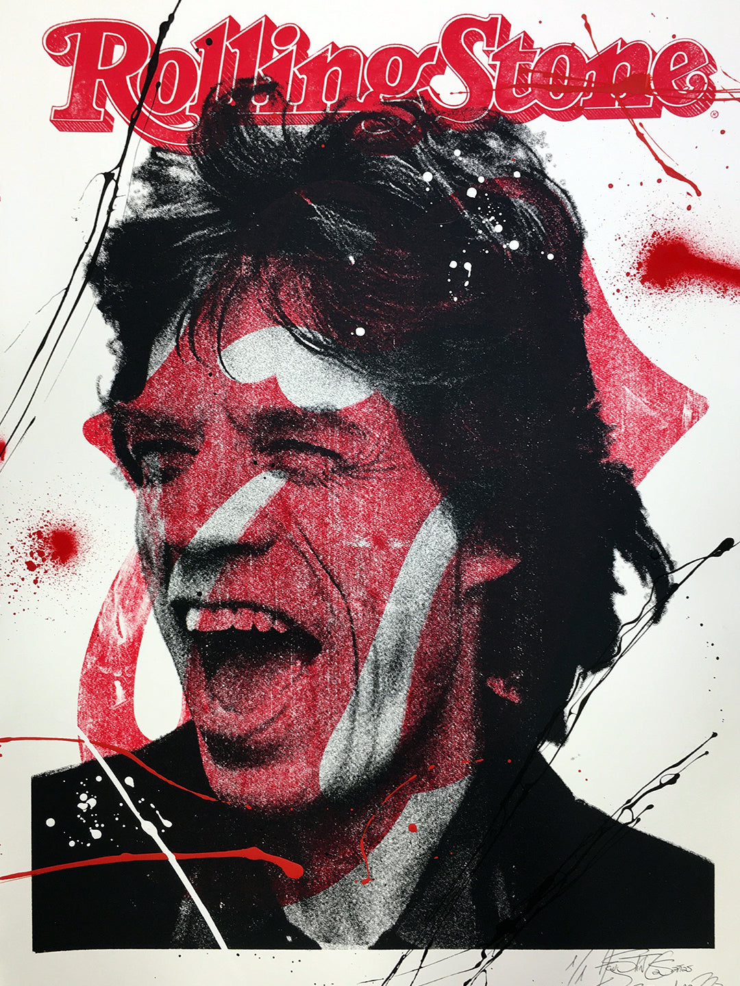 Mick Jagger, The Rolling Stones - Retrato print (original painting on paper) Arte Urbano Barcelona