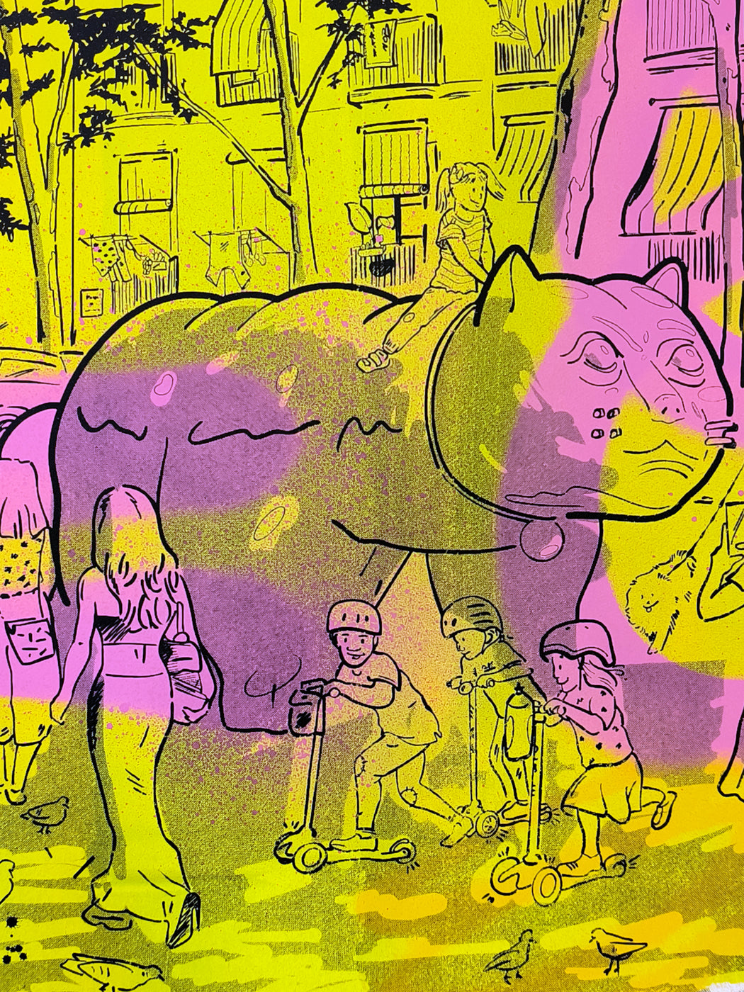 Rambla del Raval, Gato de Botero Barcelona ilustración Print (Original en Papel) - Fusión de Arte Urbano y Vanguardia.