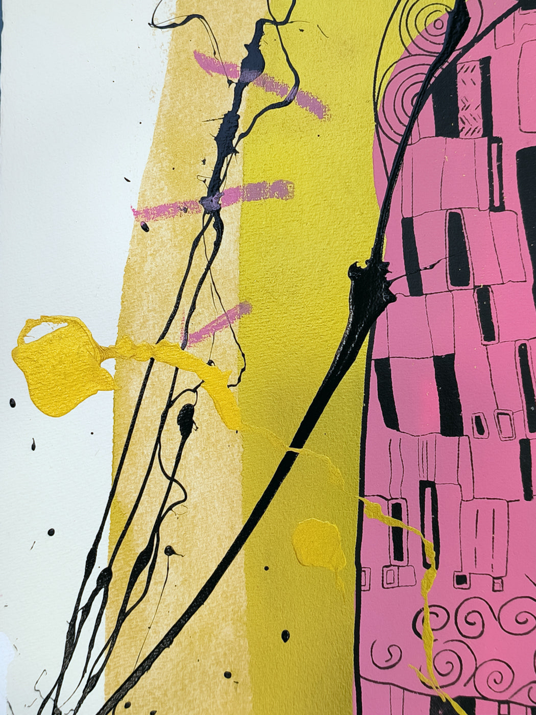 El Beso de Klimt: Fusión de Amor y Arte Urbano Contemporáneo - Retrato Print (original painting on paper)