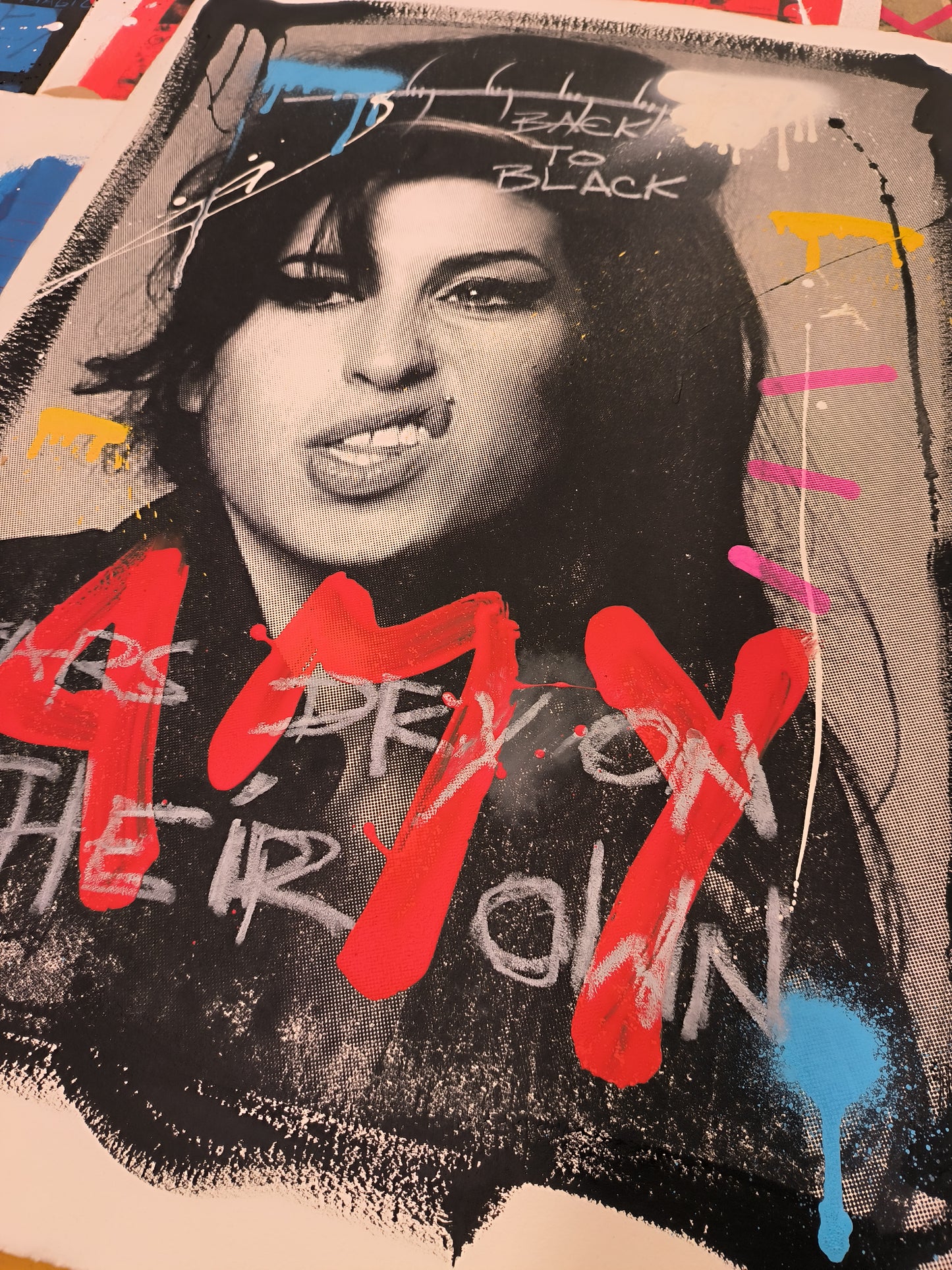 Amy Winehouse - Retrato print (Original painting on paper) Arte Urbano Barcelona