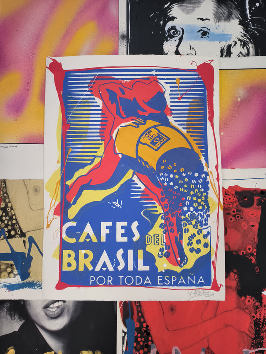 Cafes do Brasil - Retrato print (original painting on paper) Arte Urbano Barcelona