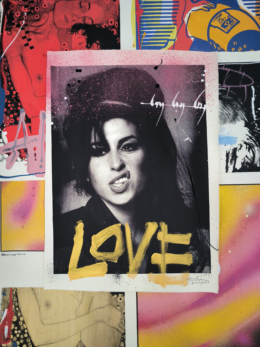 Amy Winehouse - Retrato print (original painting on paper) Arte Urbano Barcelona