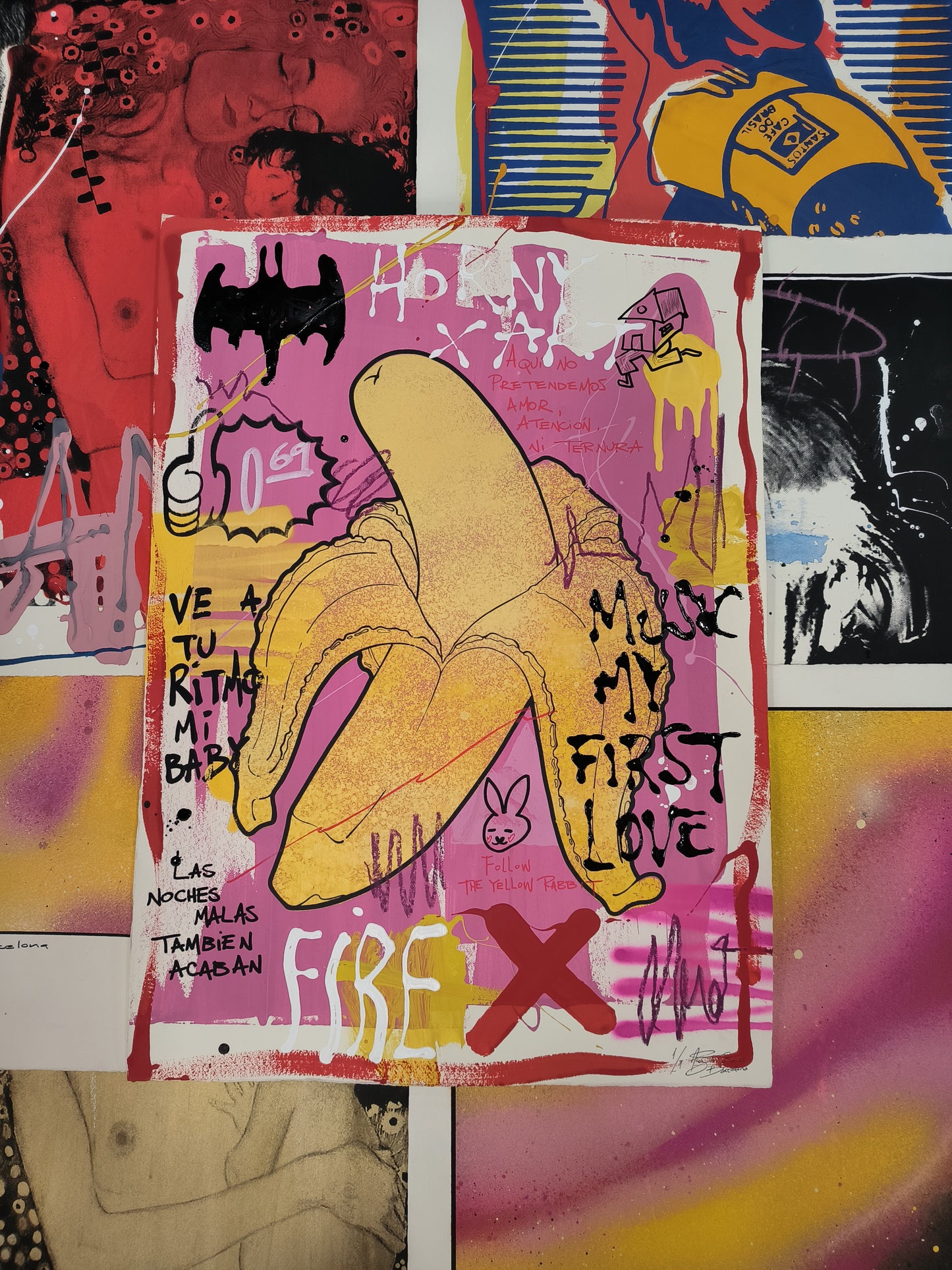 Esto no es una Banana - Print (original painting on paper) Arte urbano Barcelona