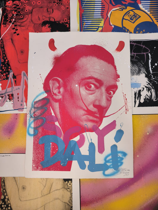 Dalí - Retrato print (original painting on paper) Arte Urbano Barcelona